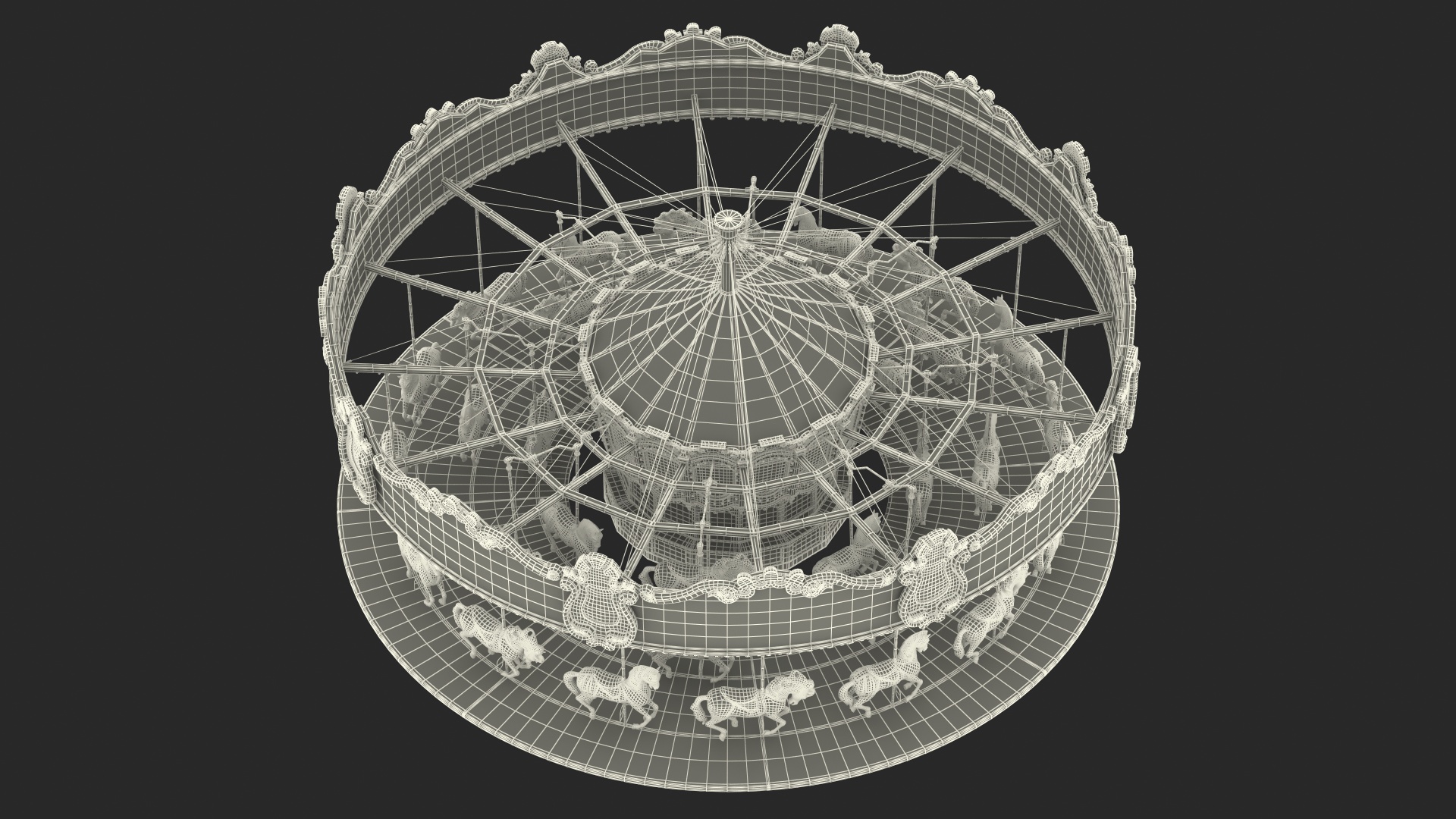 3D model Park Carousel with Horses
