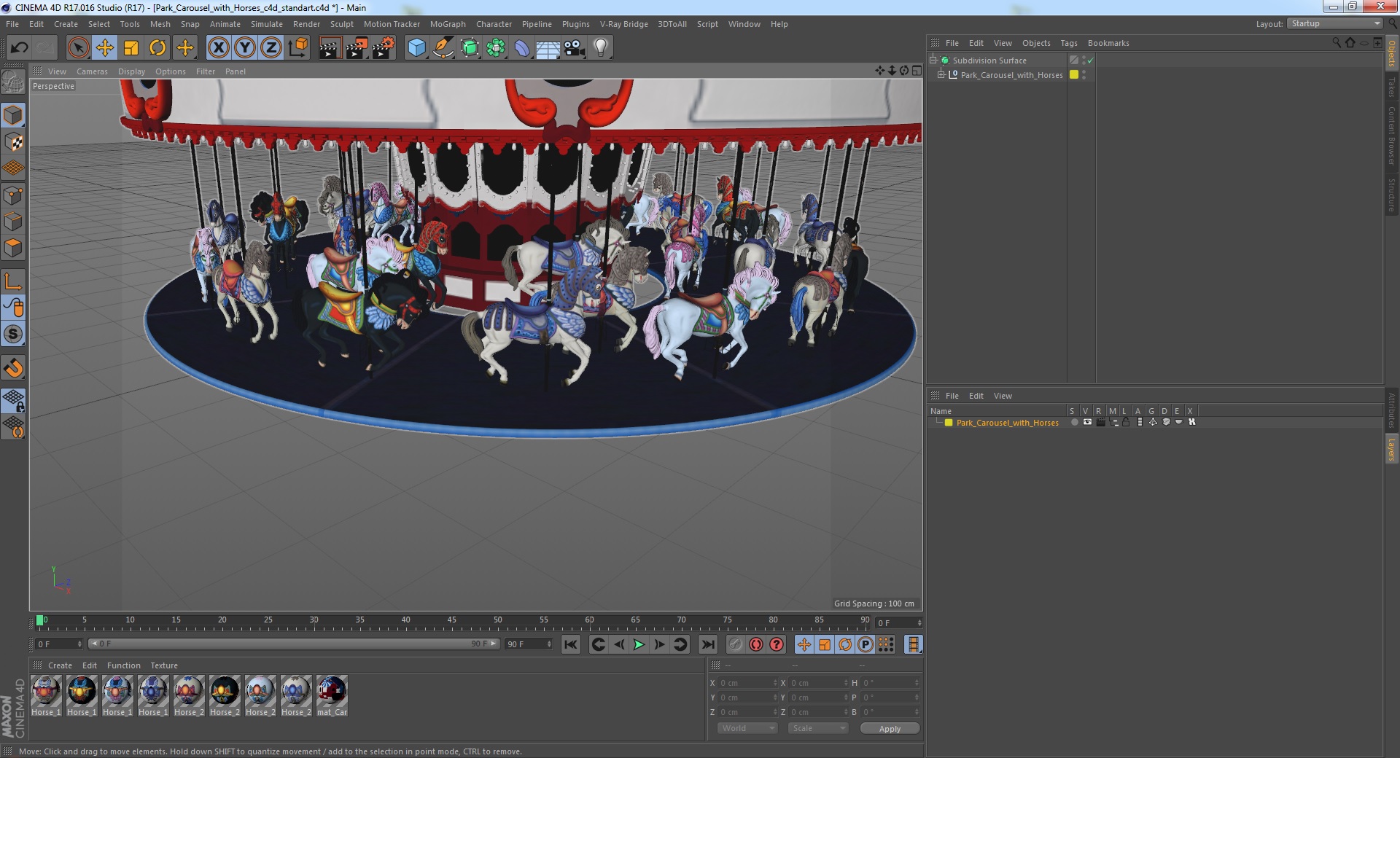 3D model Park Carousel with Horses