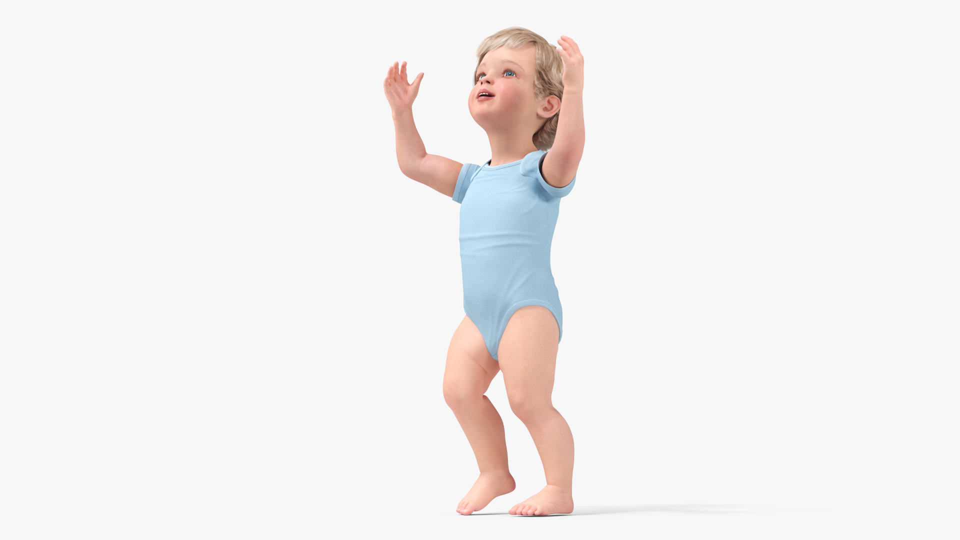 Boy Aged 1 Year in Bodysuit Rigged 3D model