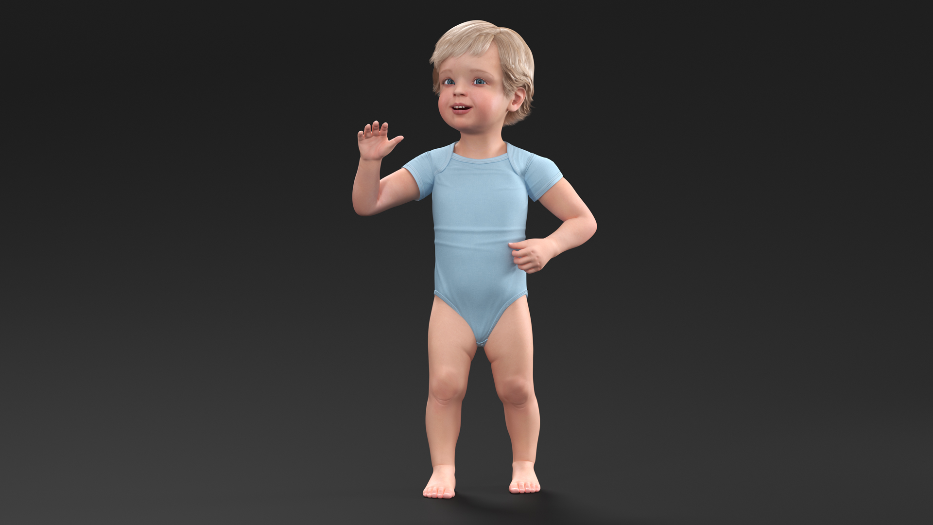 Boy Aged 1 Year in Bodysuit Rigged 3D model