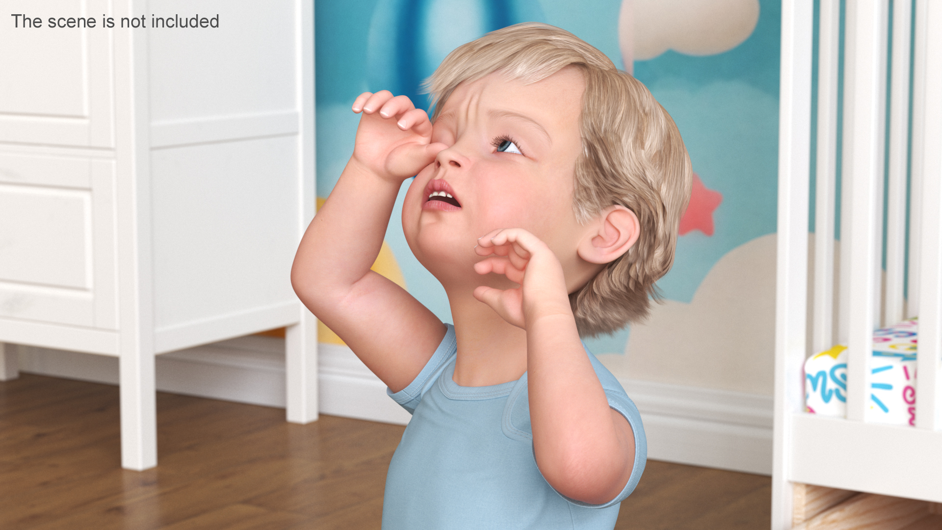 Boy Aged 1 Year in Bodysuit Rigged 3D model