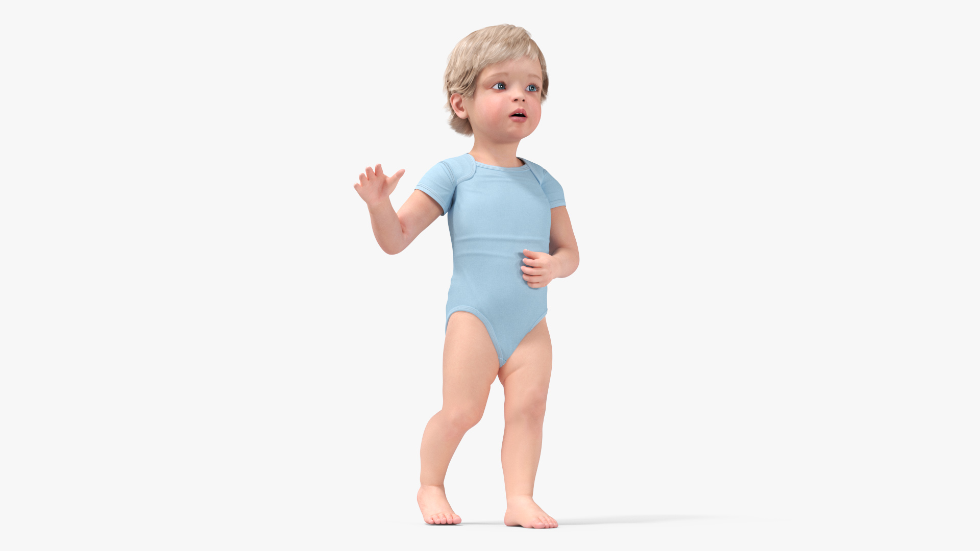 Boy Aged 1 Year in Bodysuit Rigged 3D model