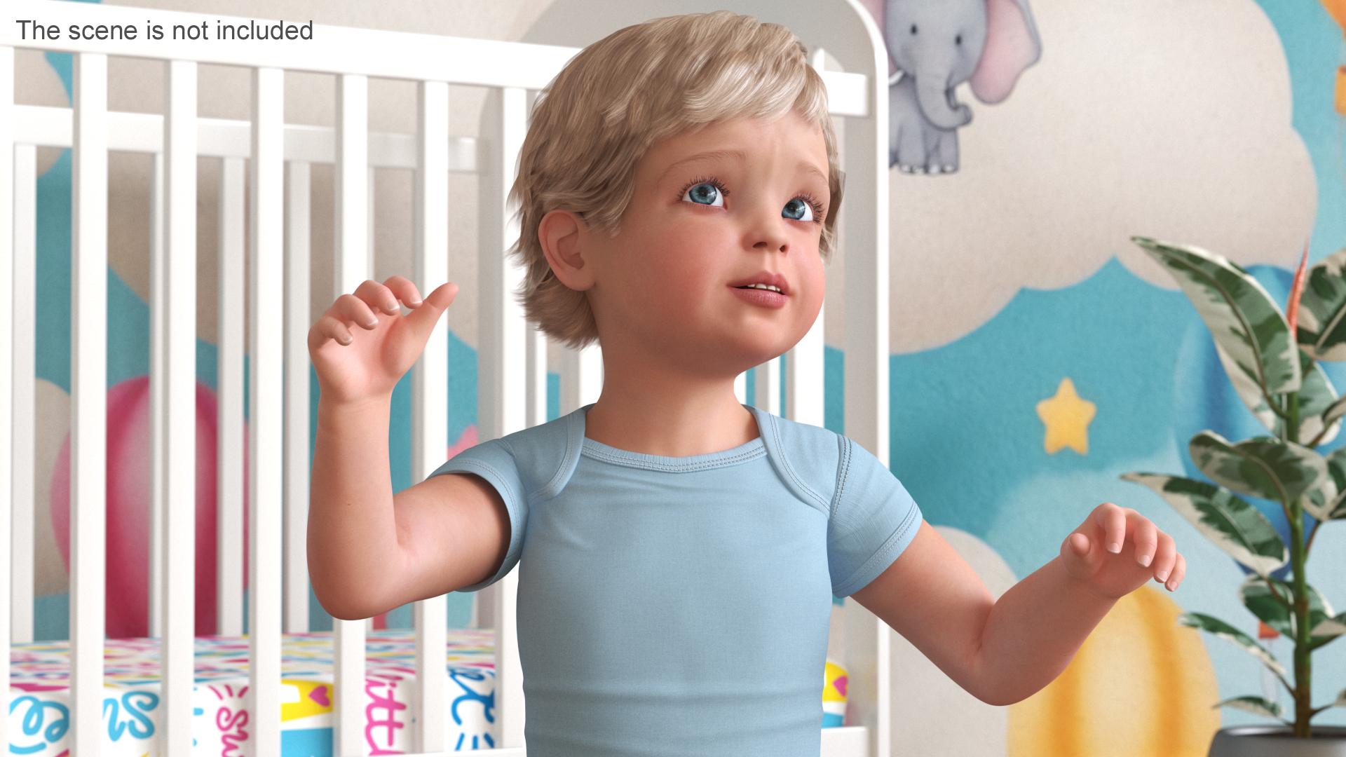 Boy Aged 1 Year in Bodysuit Rigged 3D model
