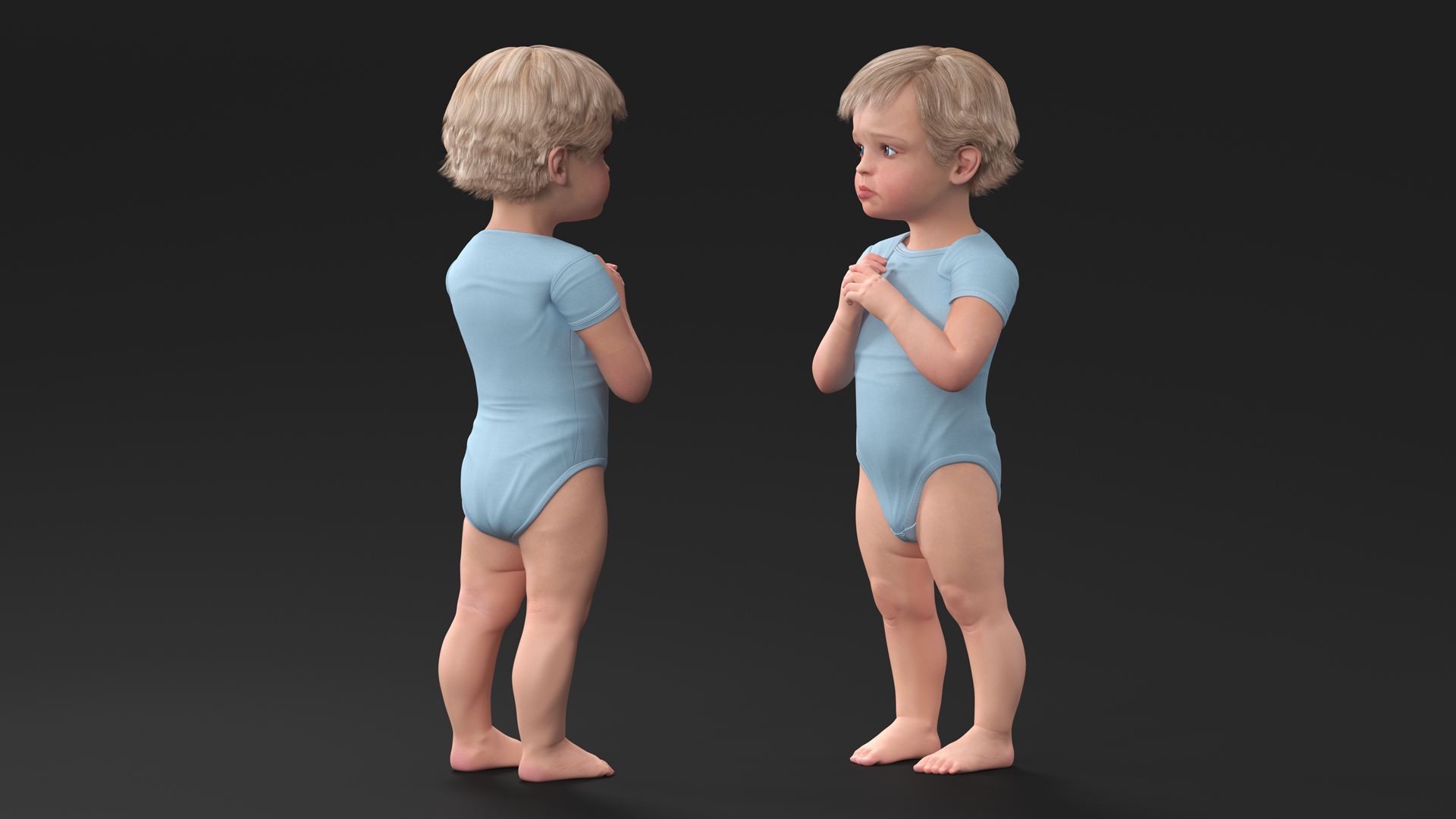 Boy Aged 1 Year in Bodysuit Rigged 3D model