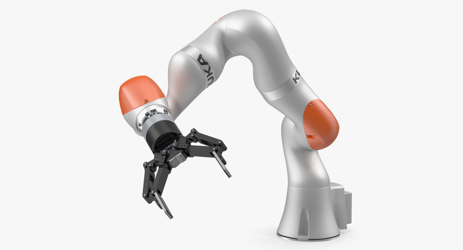 Kuka Robot with Two Finger Gripper Robotiq Rigged 3D model