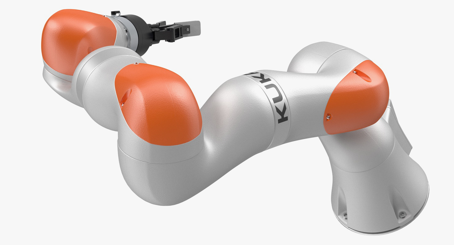 Kuka Robot with Two Finger Gripper Robotiq Rigged 3D model