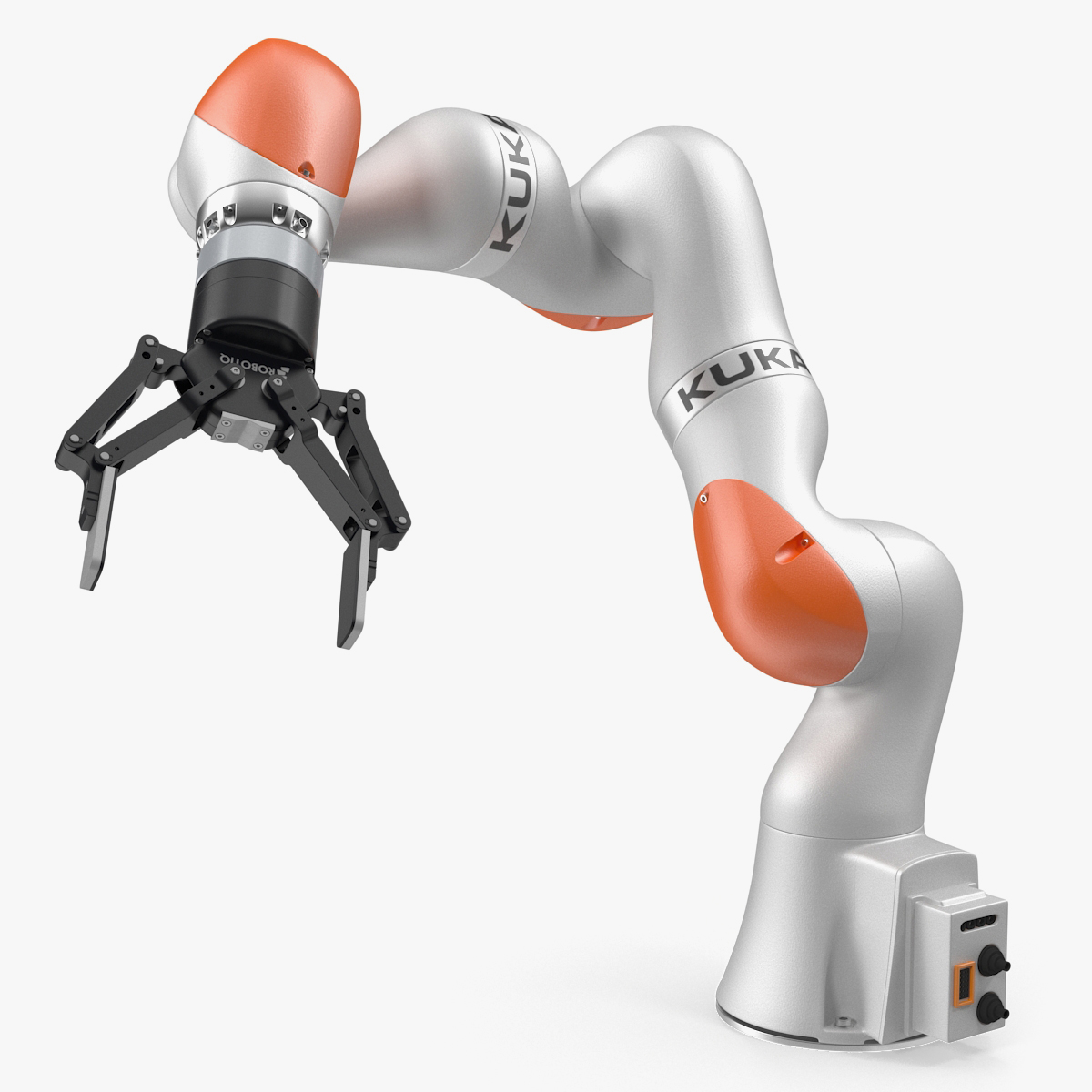 Kuka Robot with Two Finger Gripper Robotiq Rigged, view 3