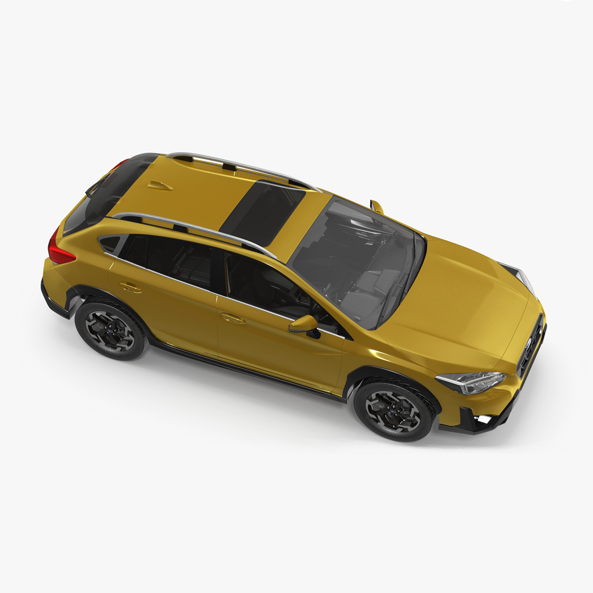 3D 2020 Subaru XV Crosstrek SUV Yellow Rigged for Cinema 4D