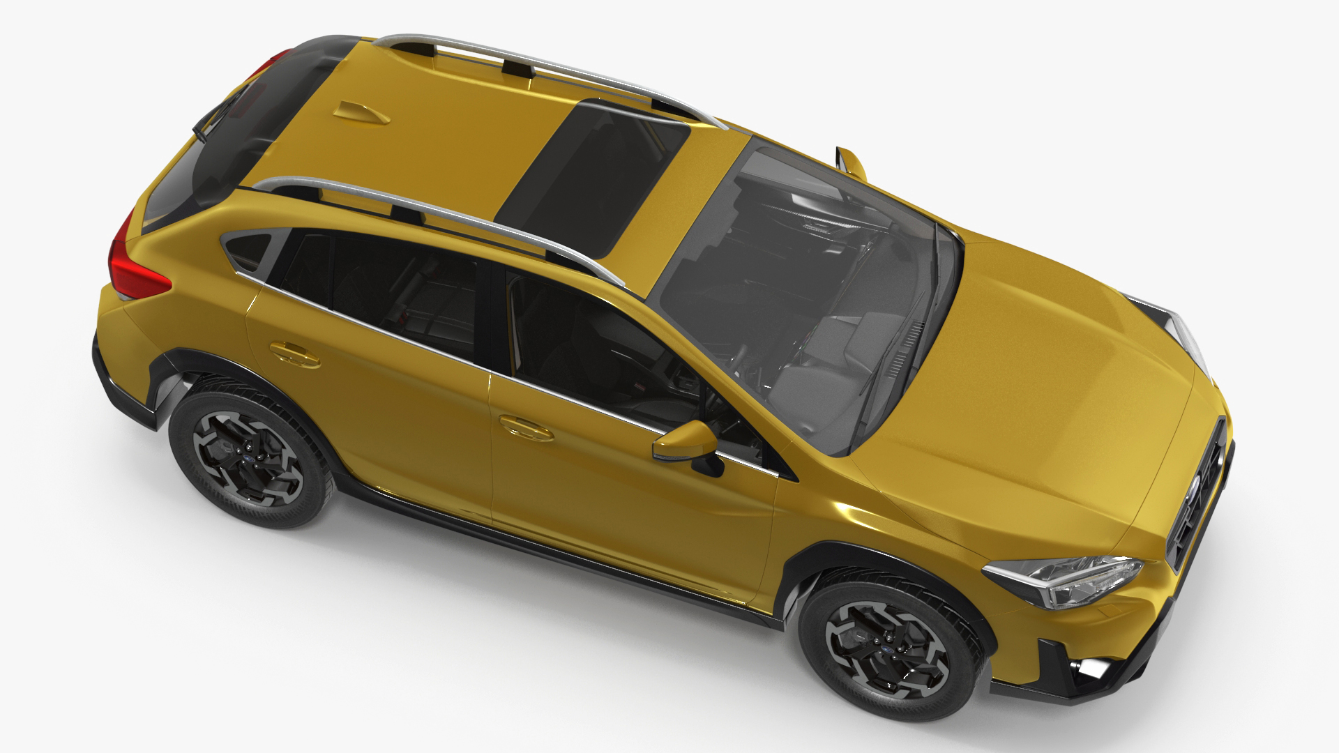 3D 2020 Subaru XV Crosstrek SUV Yellow Rigged for Cinema 4D
