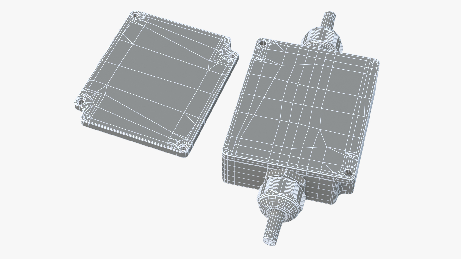 3D Black Junction Box with 2 Wires