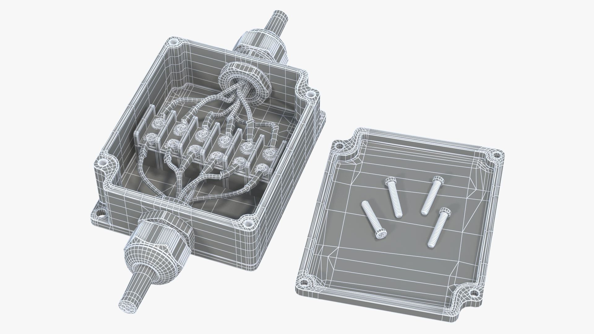 3D Black Junction Box with 2 Wires