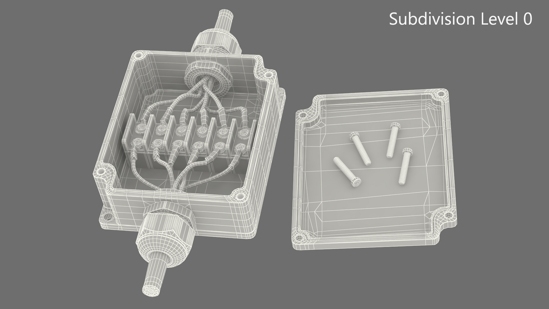 3D Black Junction Box with 2 Wires