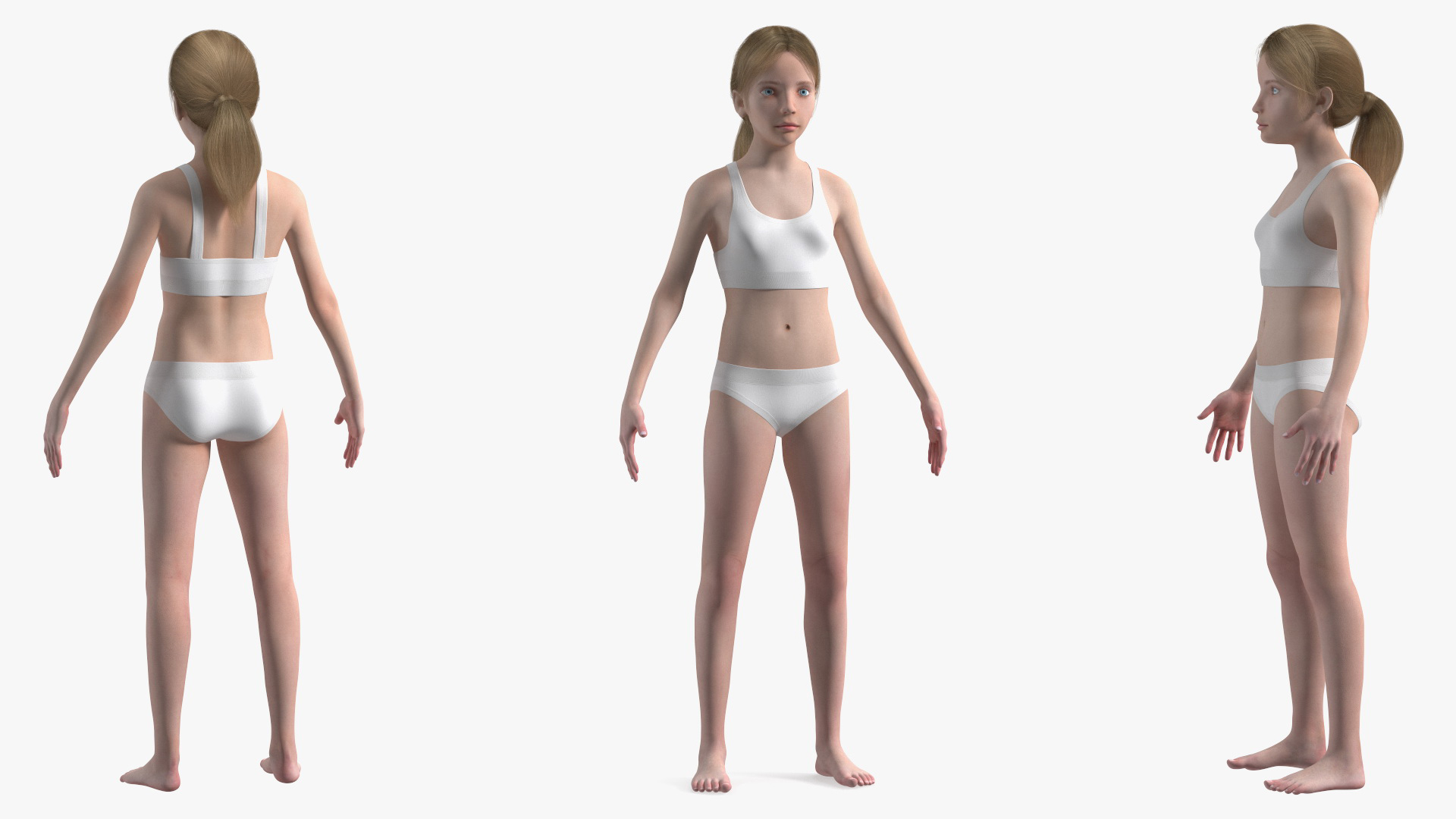 Complete Full Body Kid Girl Anatomy Fur 3D model