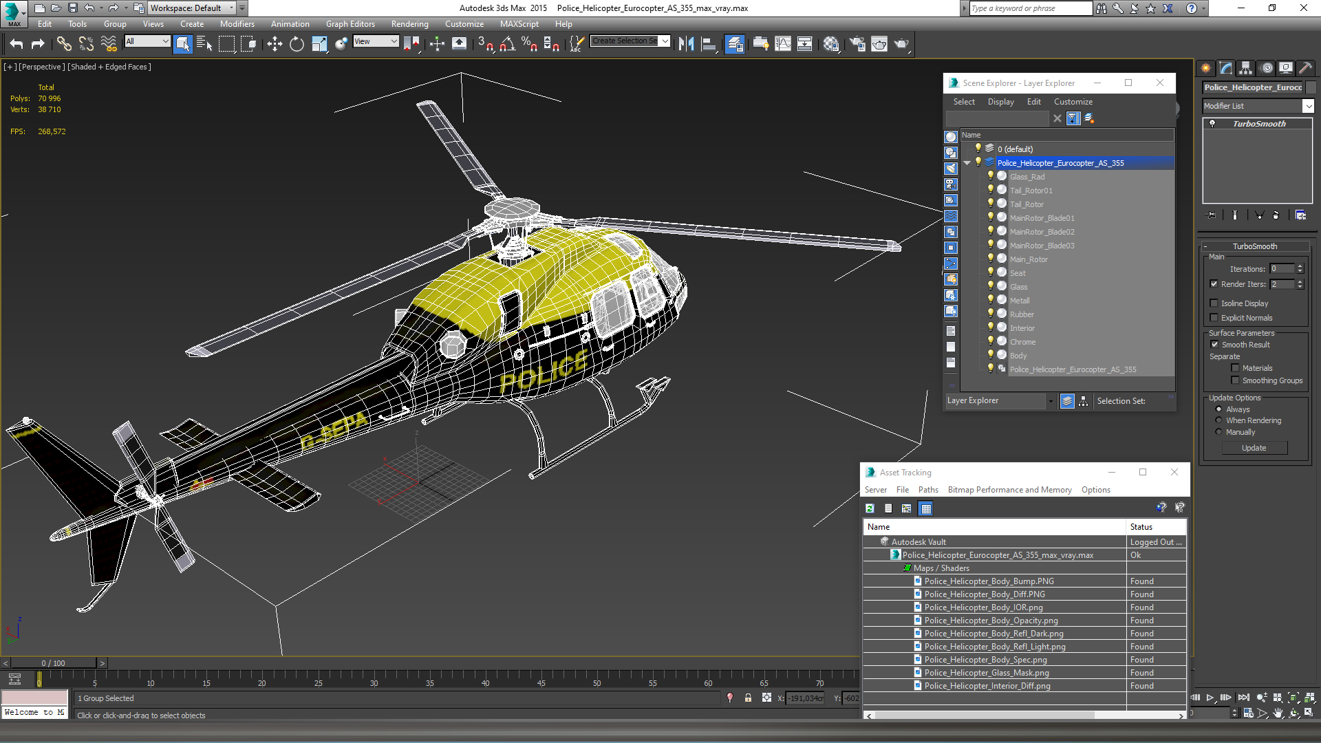 3D model Police Helicopter Eurocopter AS 355