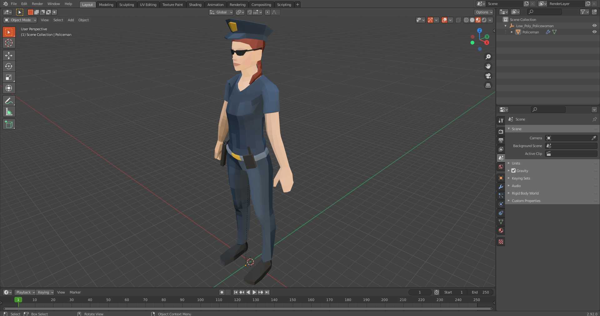 3D model Low Poly Policewoman