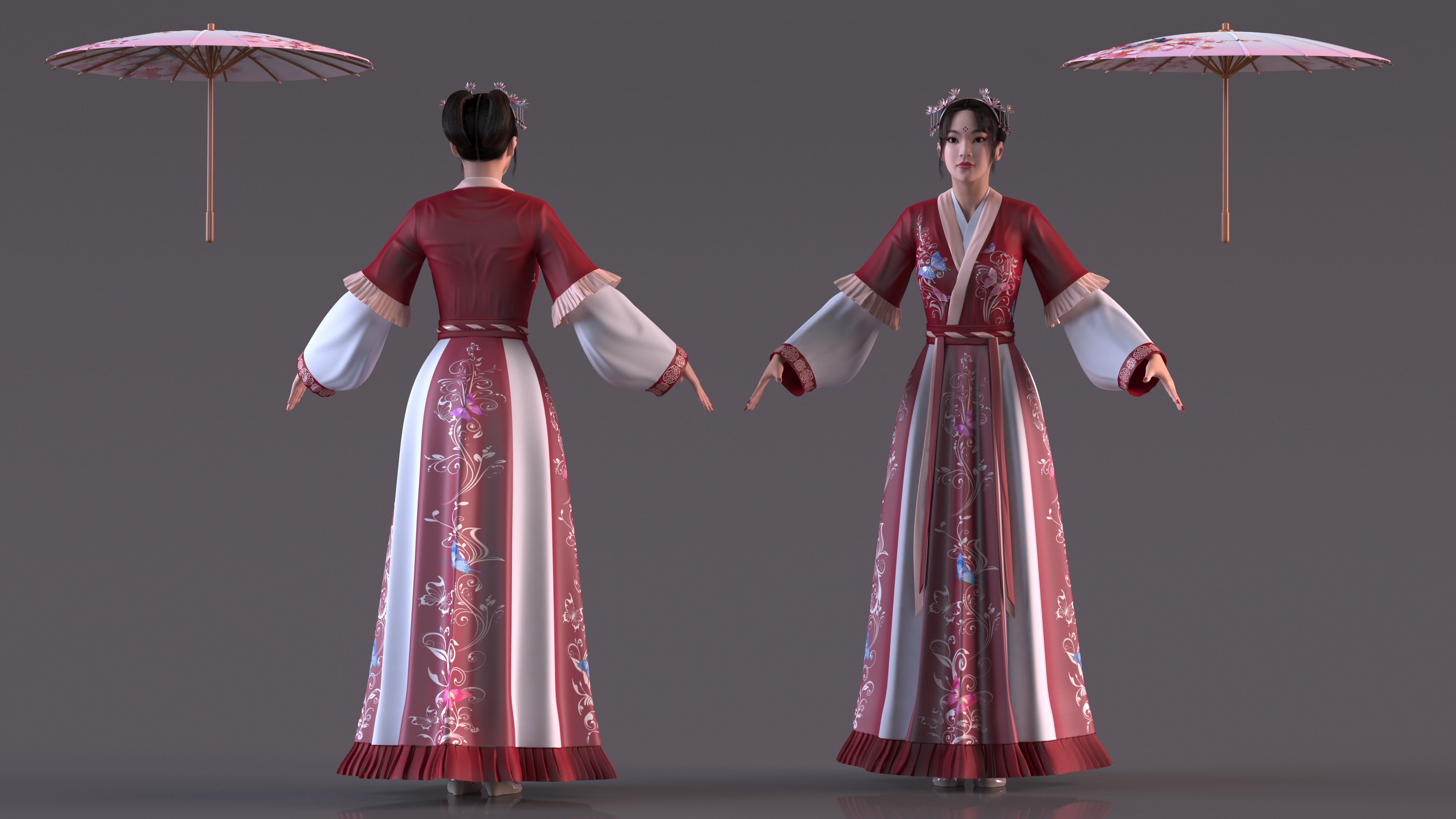 Traditional Chinese Woman Rigged 3D