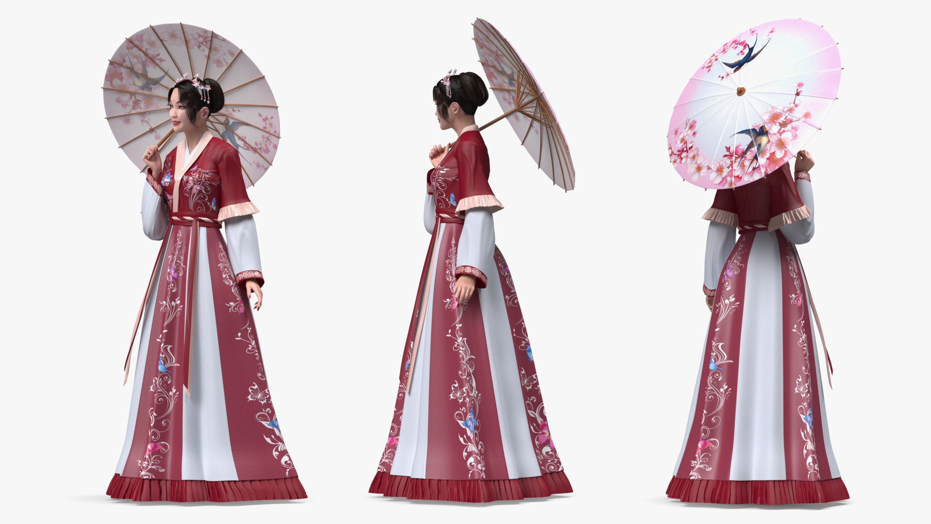 Traditional Chinese Woman Rigged 3D