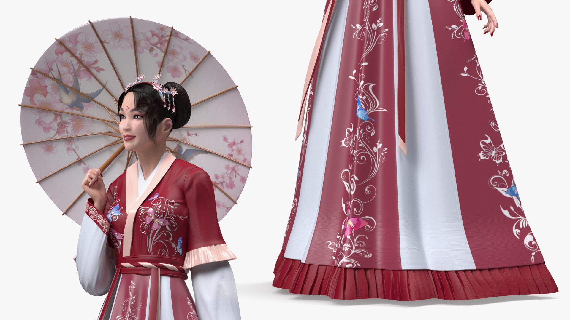 Traditional Chinese Woman Rigged 3D