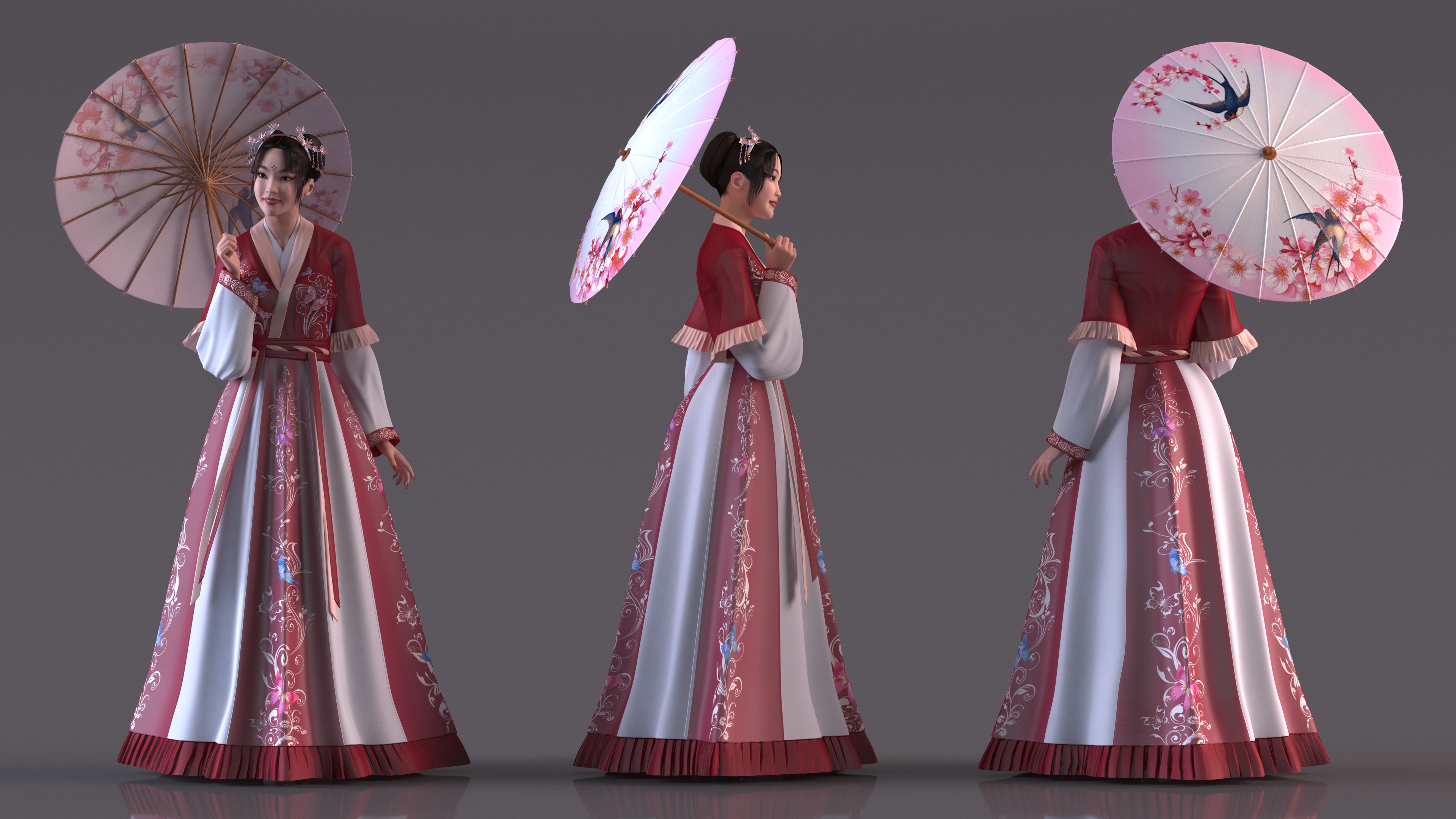 Traditional Chinese Woman Rigged 3D