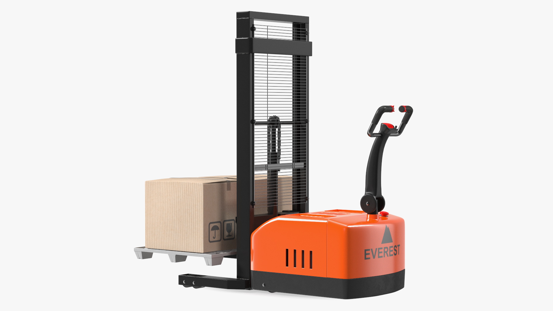 Walkie Pallet Stacker Everest Orange with Boxes 3D
