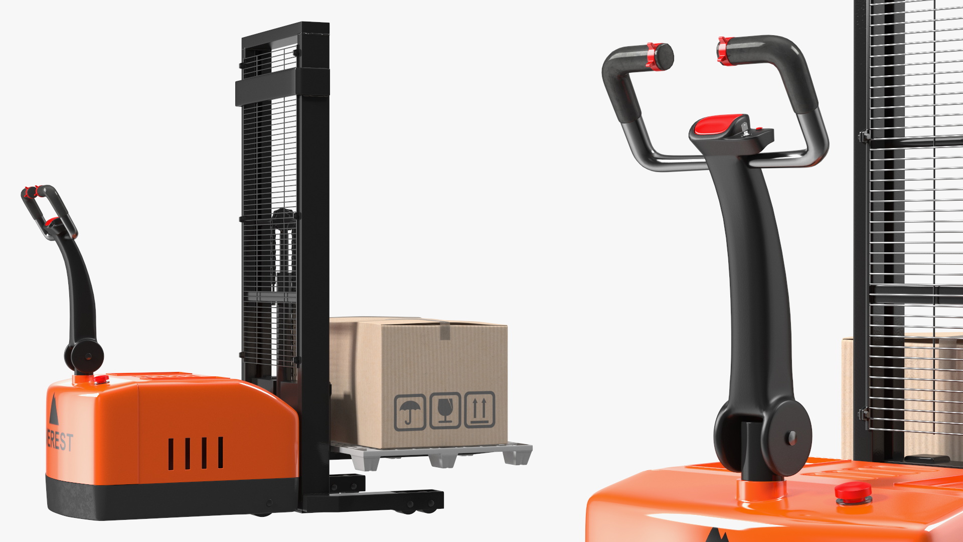 Walkie Pallet Stacker Everest Orange with Boxes 3D