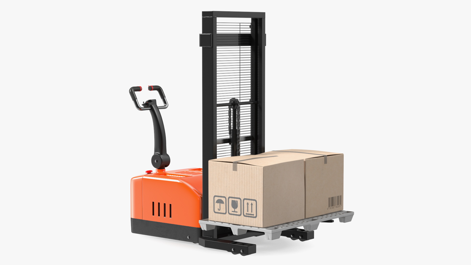 Walkie Pallet Stacker Everest Orange with Boxes 3D