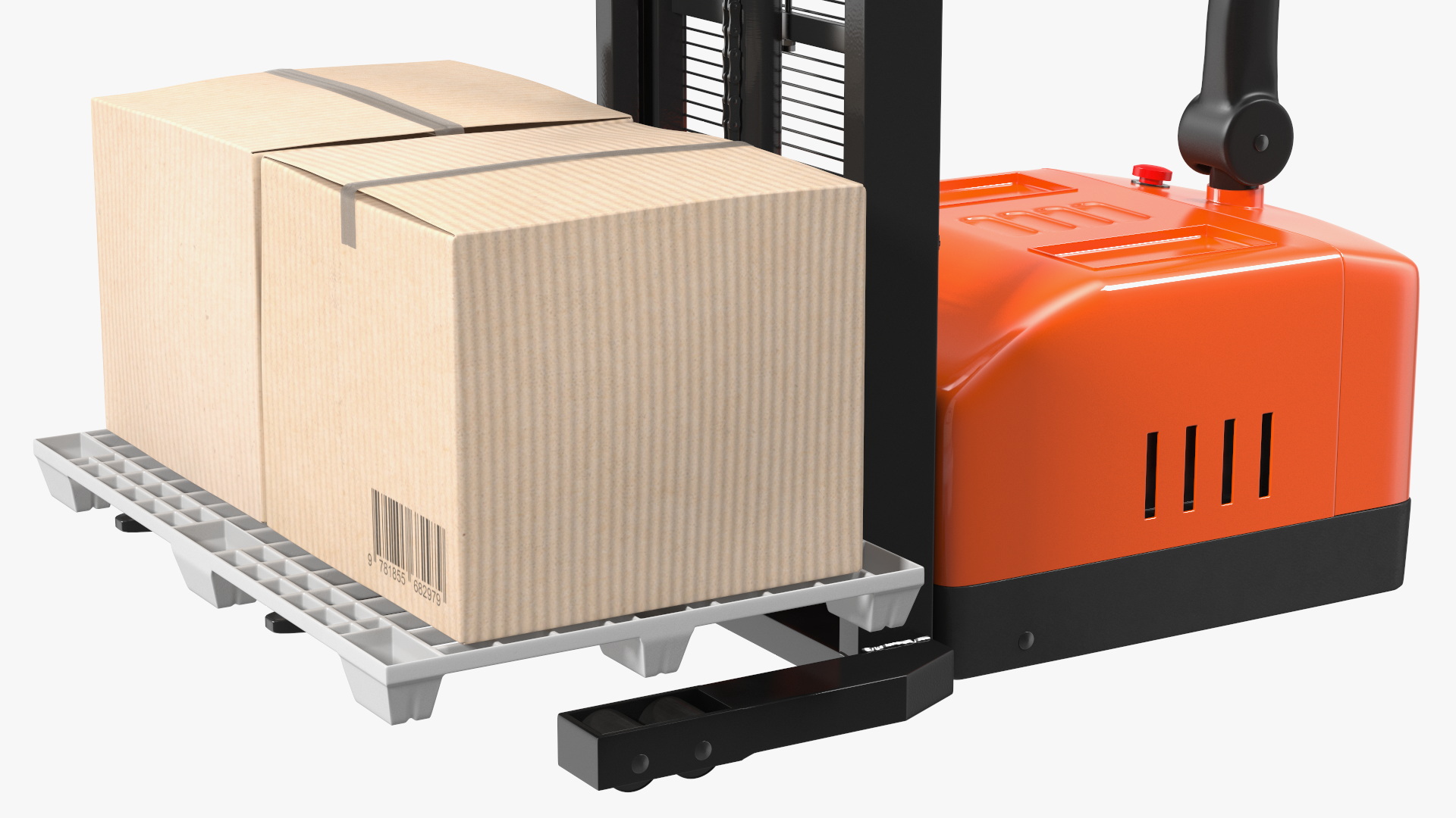 Walkie Pallet Stacker Everest Orange with Boxes 3D