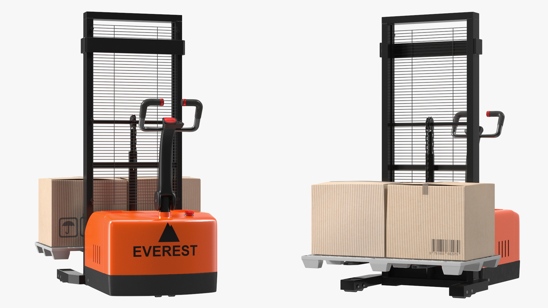 Walkie Pallet Stacker Everest Orange with Boxes 3D