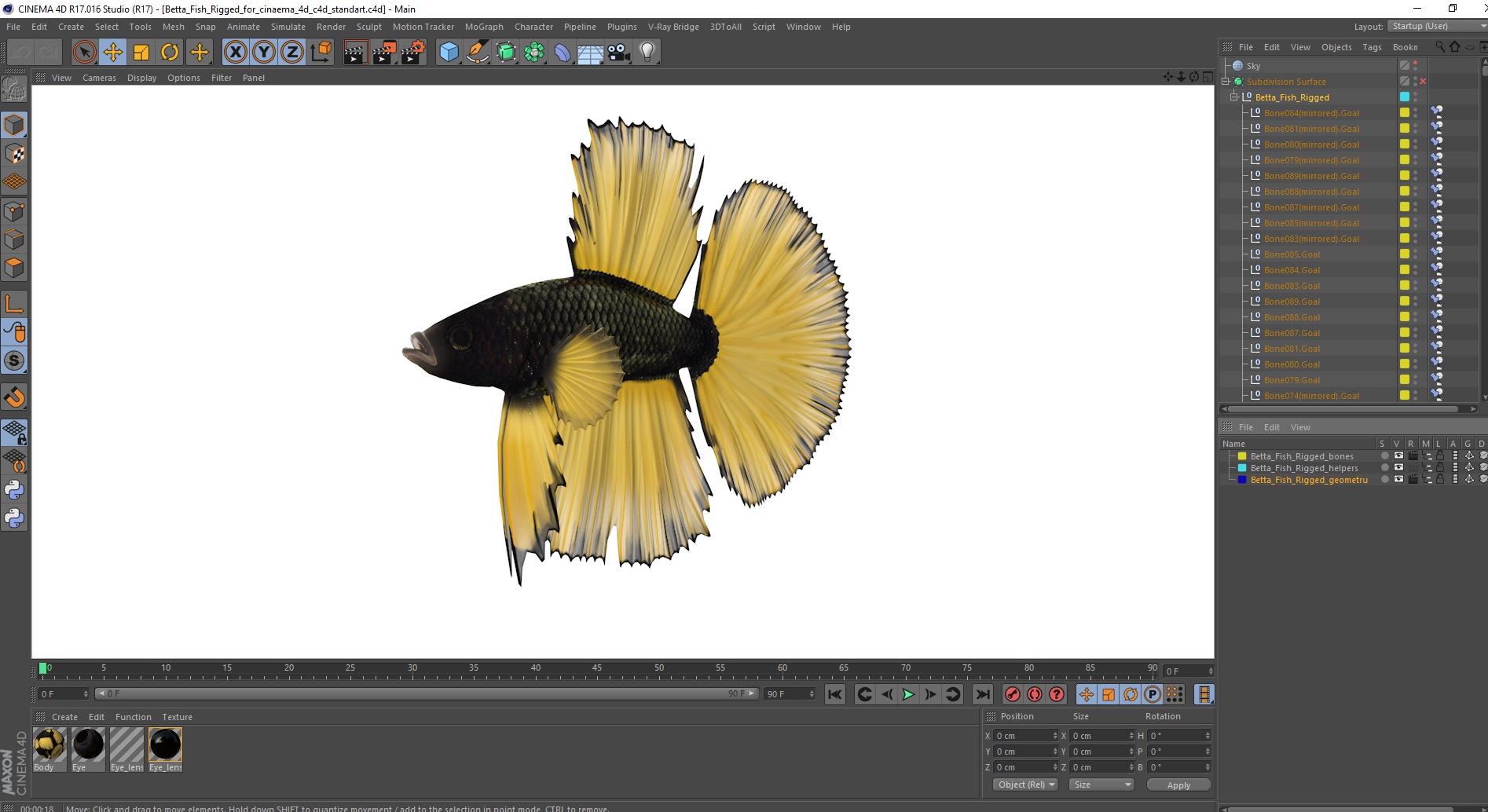 3D Betta Fish Rigged for Cinema 4D