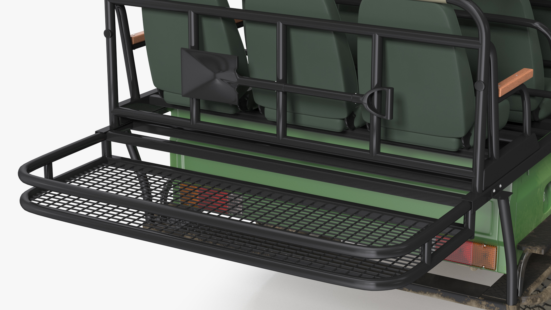 3D Toyota Land Cruiser Safari Open Sided Green Dirty Rigged