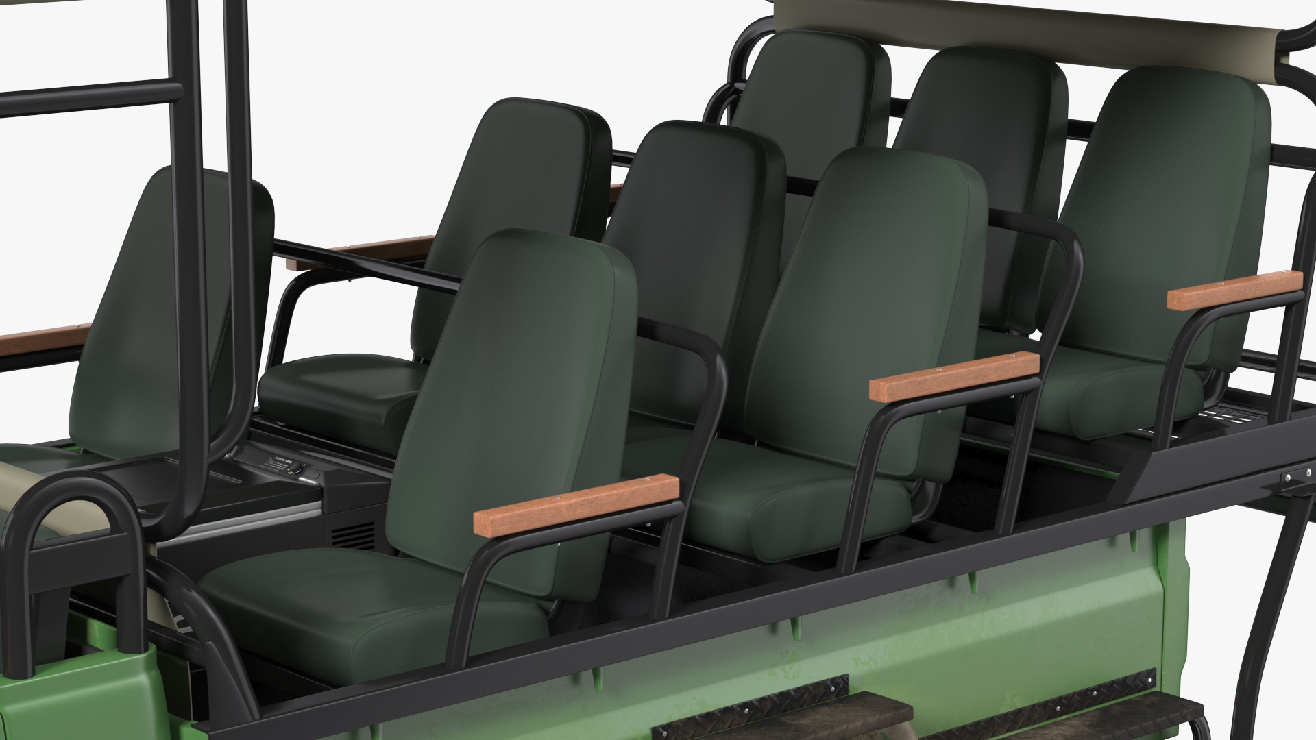 3D Toyota Land Cruiser Safari Open Sided Green Dirty Rigged