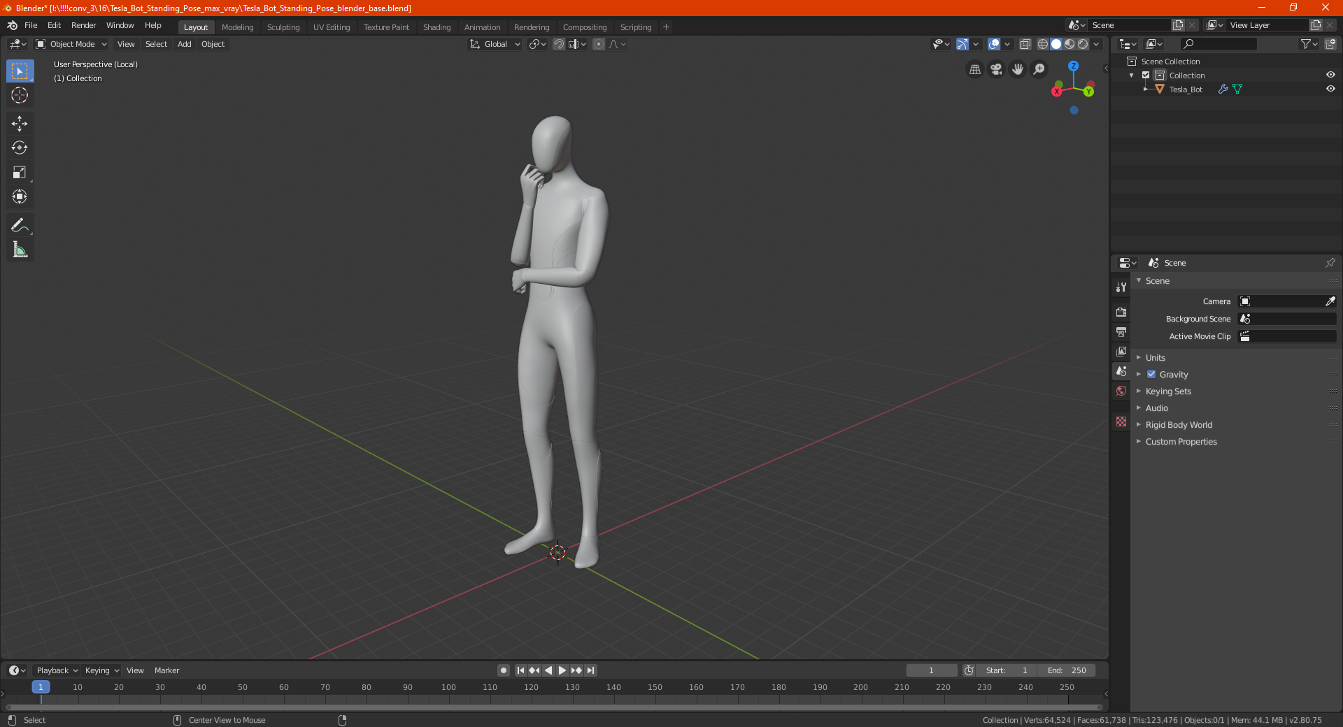 3D Tesla Bot Standing Pose model