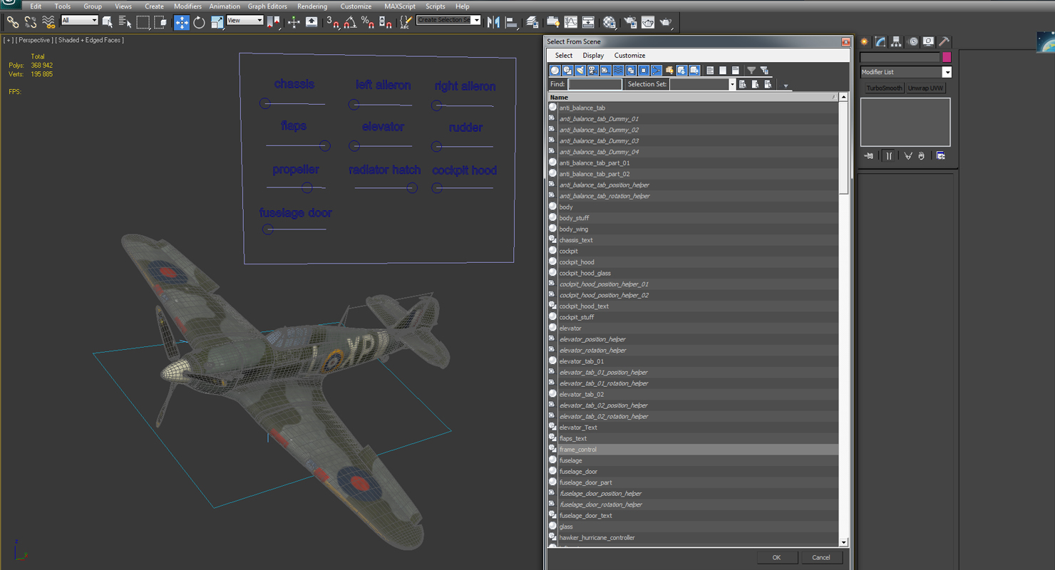 3D Hawker Hurricane Weathered Rigged model