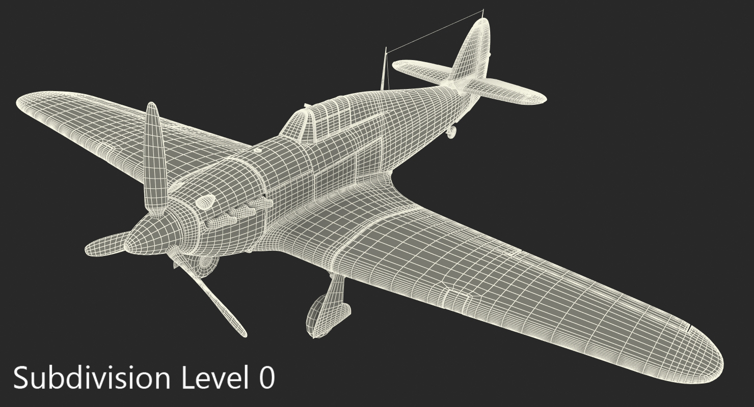 3D Hawker Hurricane Weathered Rigged model