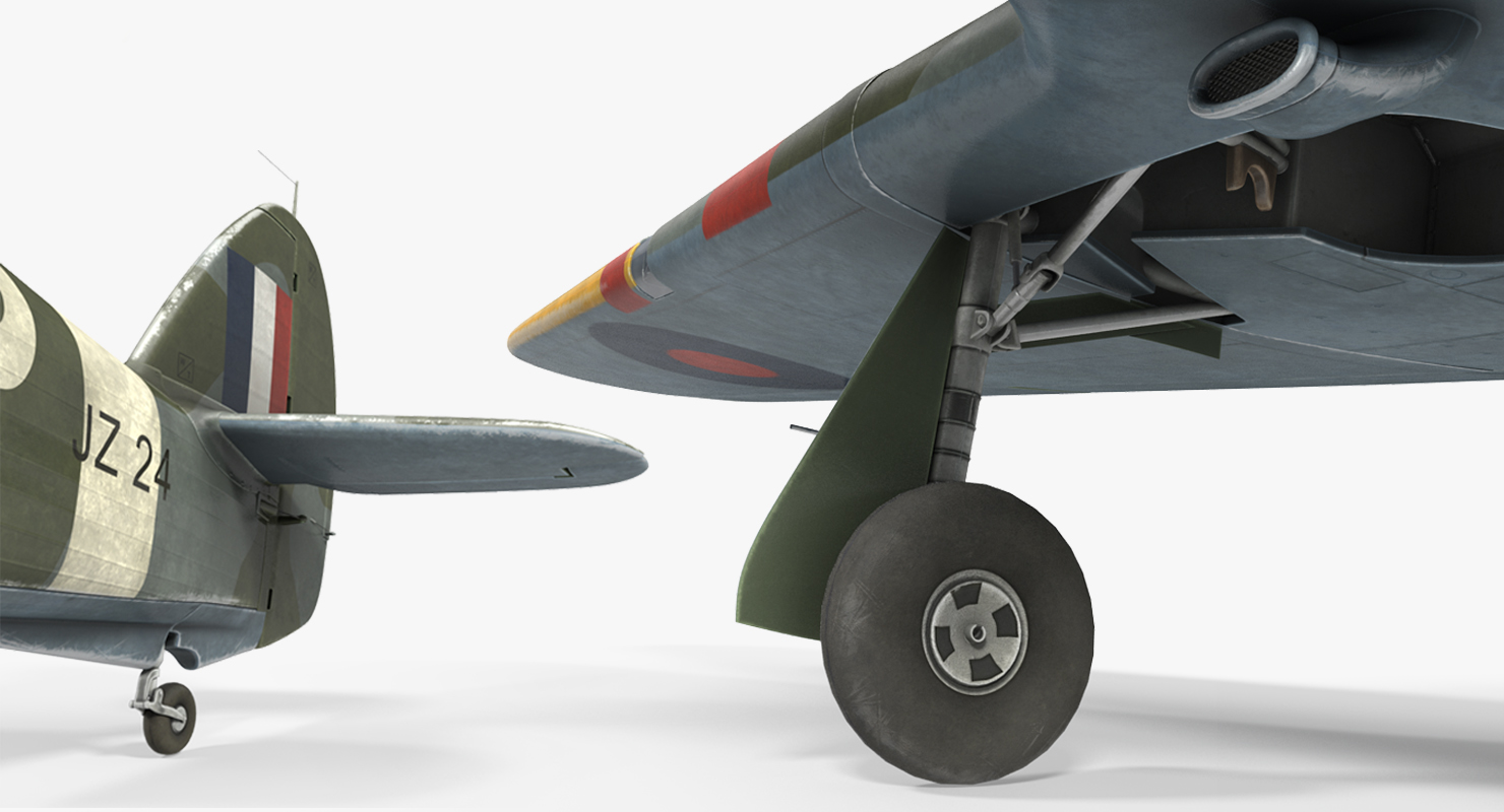 3D Hawker Hurricane Weathered Rigged model