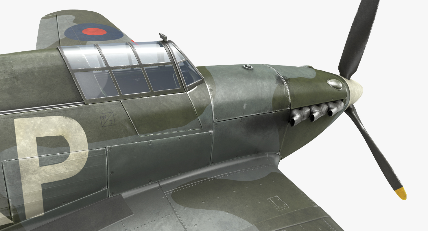 3D Hawker Hurricane Weathered Rigged model