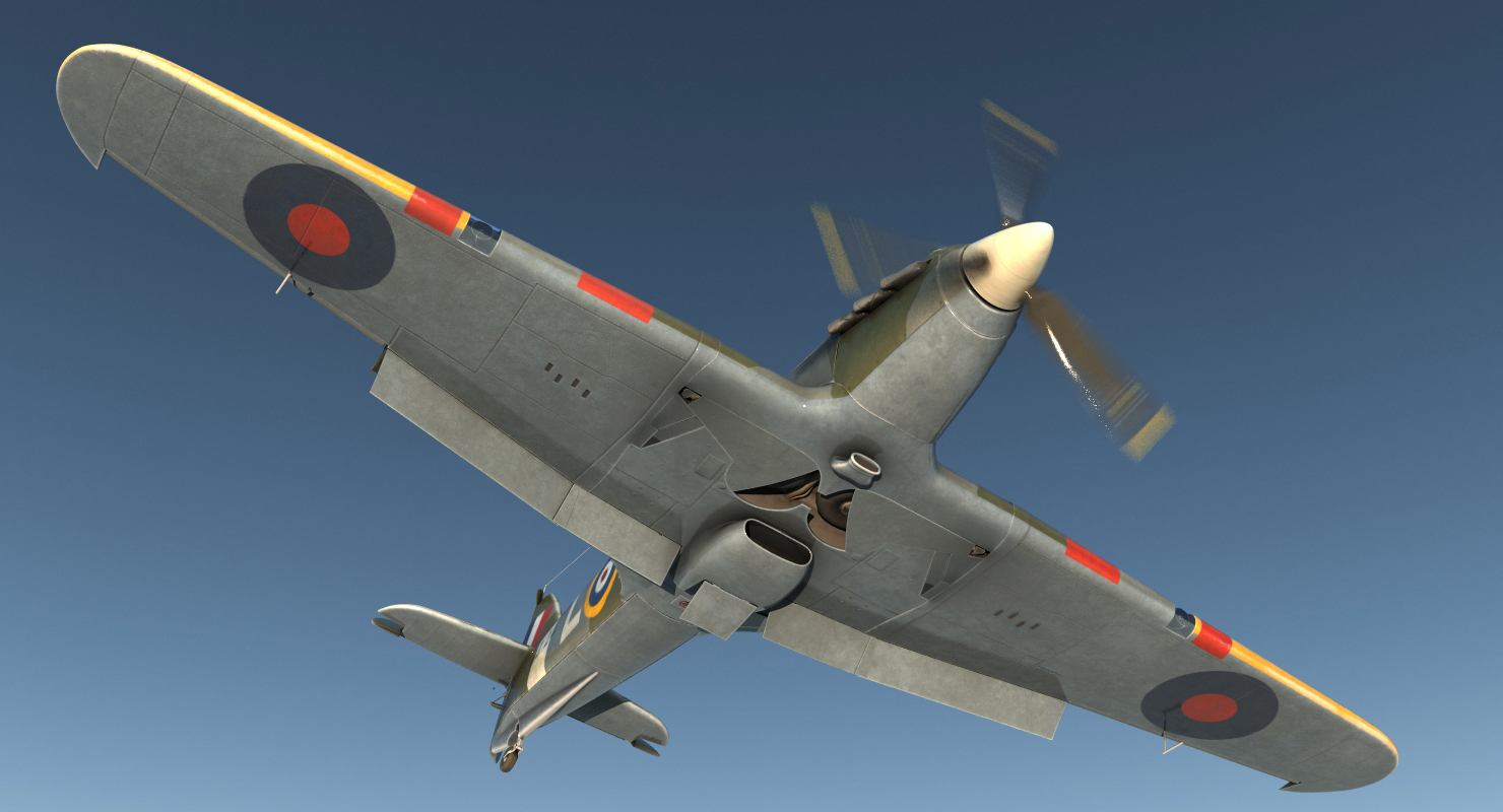 3D Hawker Hurricane Weathered Rigged model