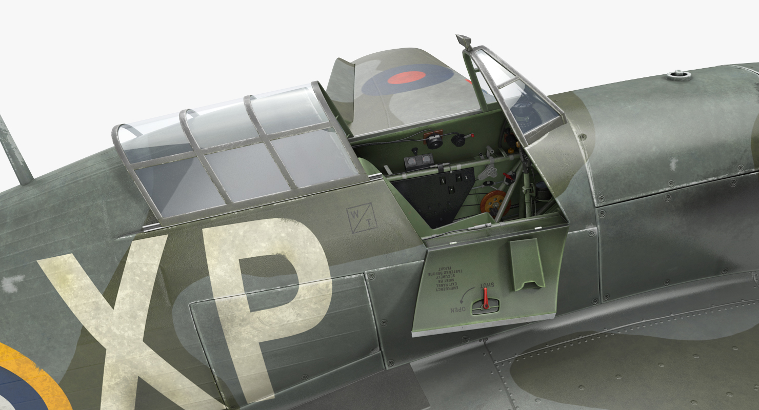 3D Hawker Hurricane Weathered Rigged model
