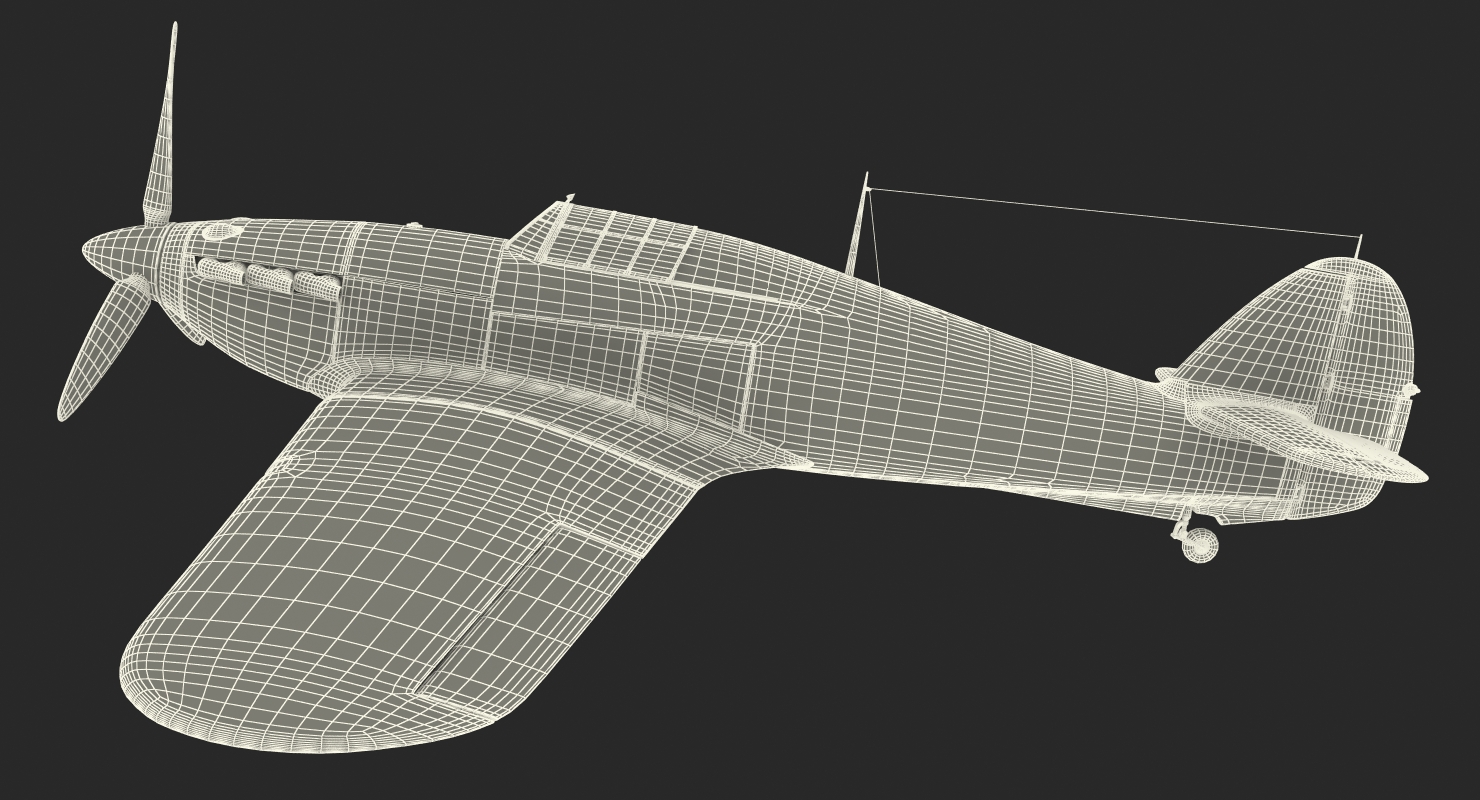 3D Hawker Hurricane Weathered Rigged model