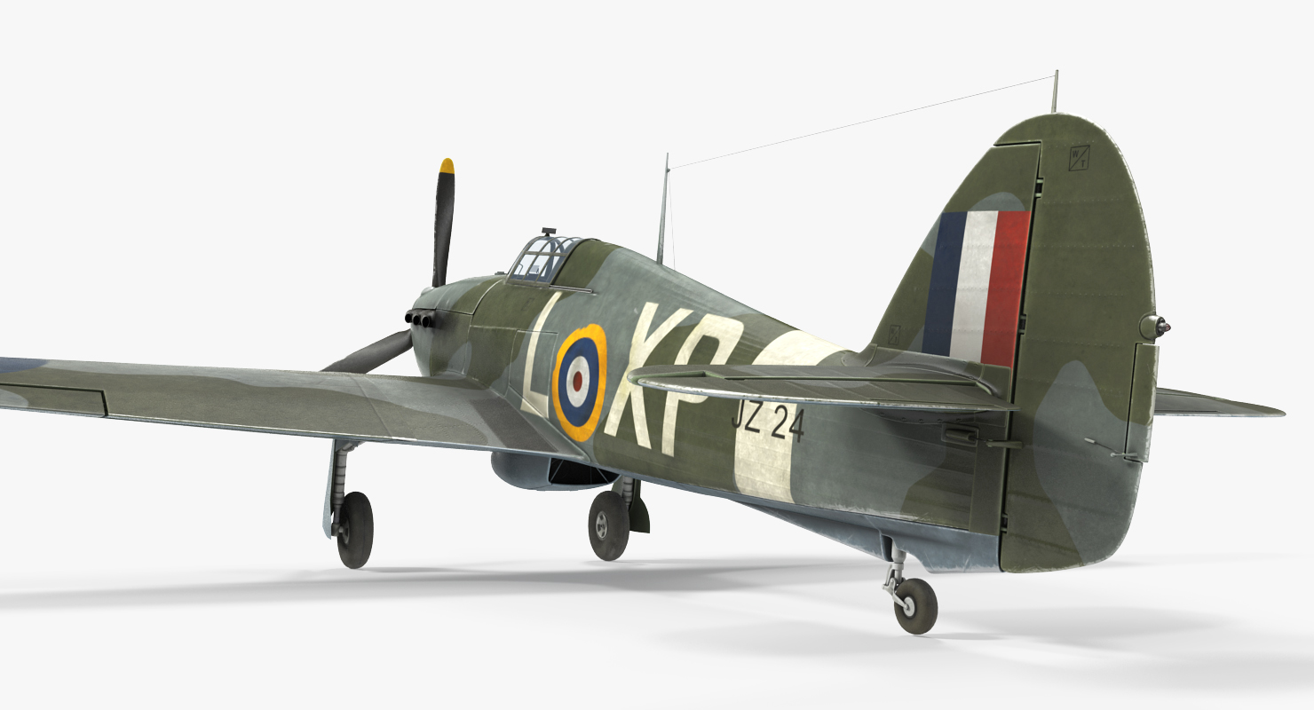 3D Hawker Hurricane Weathered Rigged model