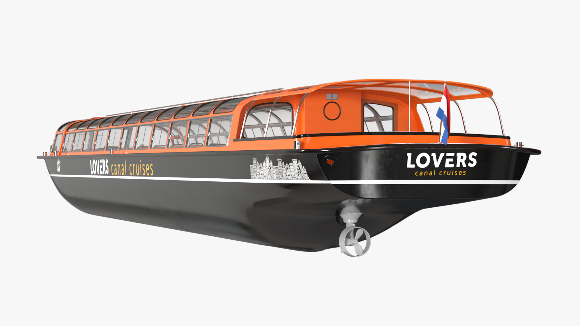 Amsterdam Canal Orange Cruise Boat 3D model
