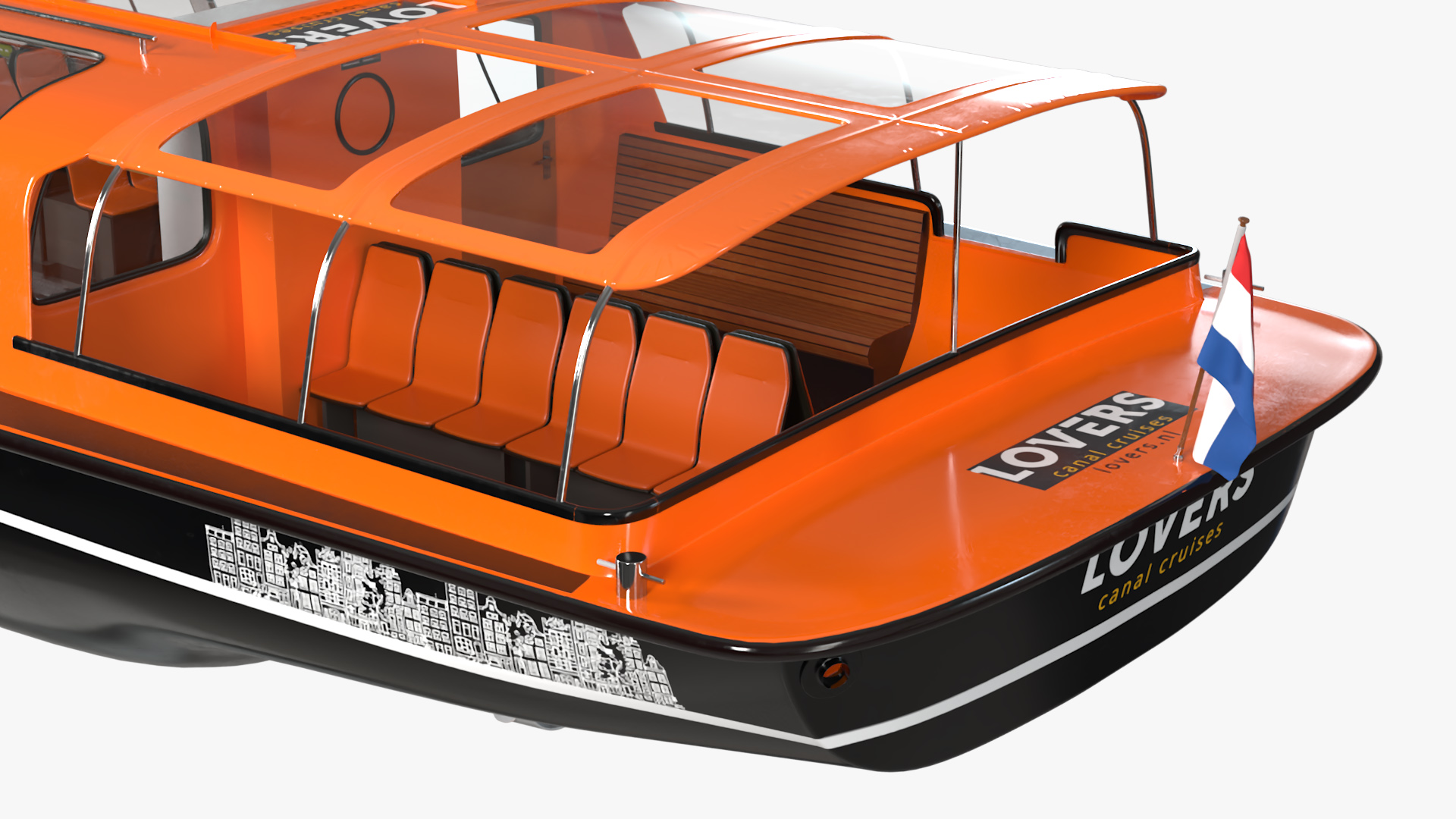 Amsterdam Canal Orange Cruise Boat 3D model