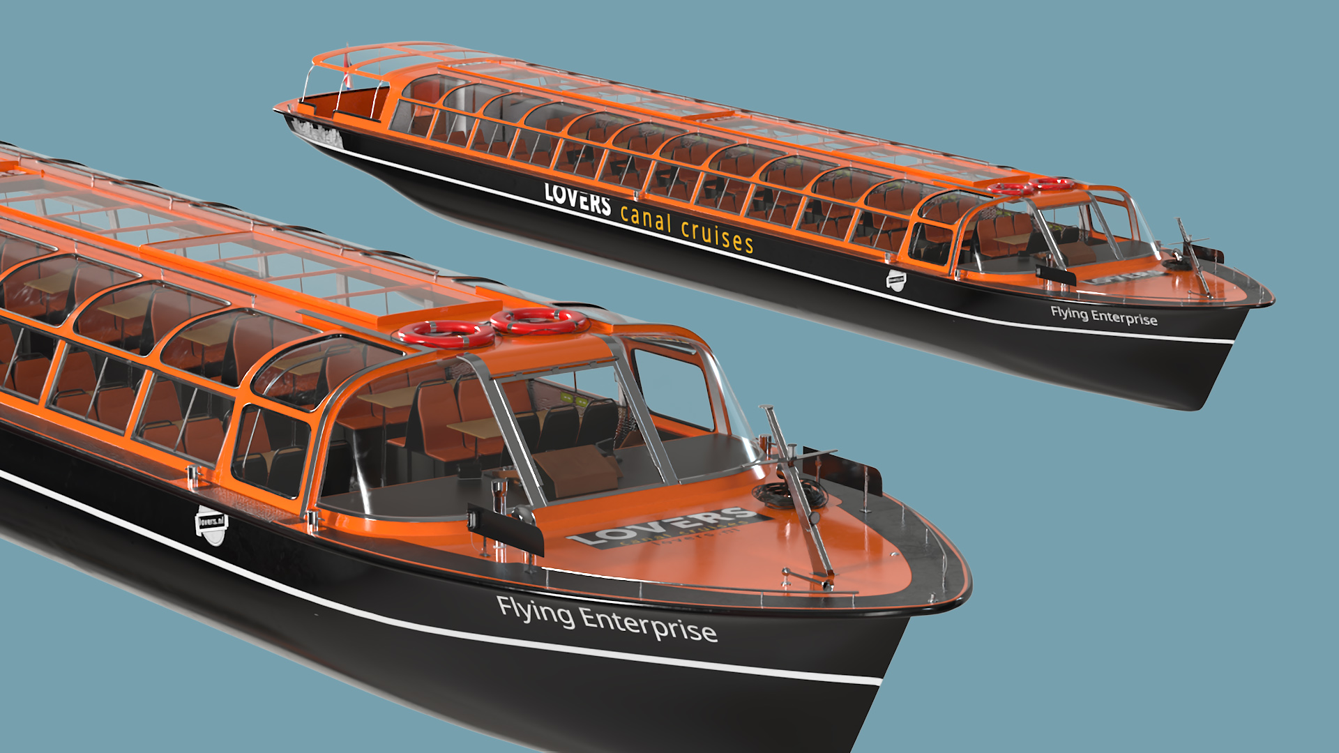 Amsterdam Canal Orange Cruise Boat 3D model