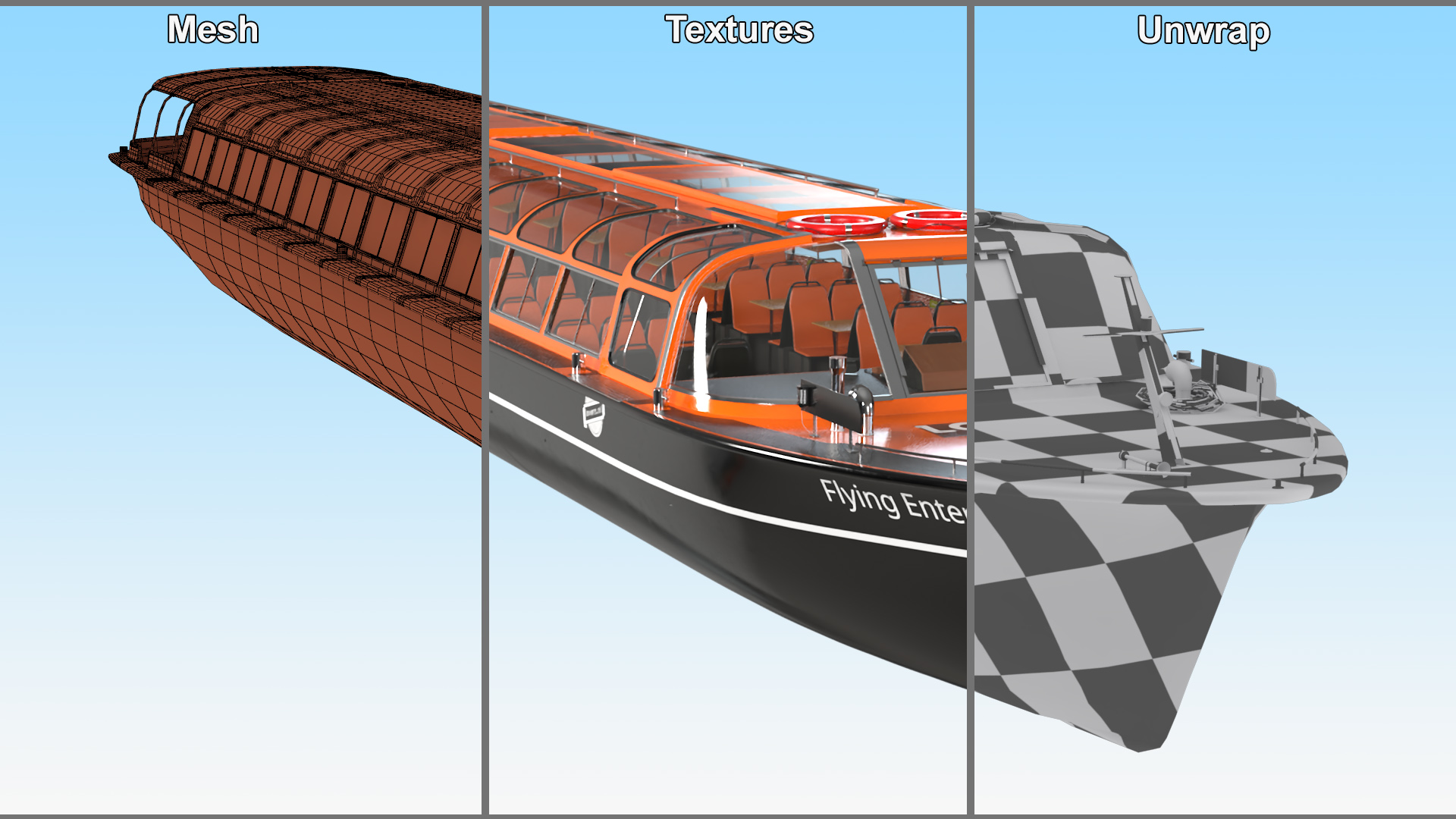 Amsterdam Canal Orange Cruise Boat 3D model