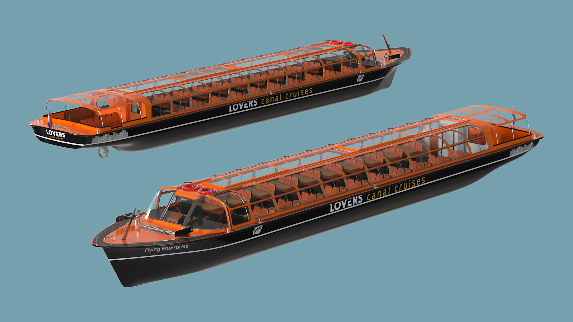 Amsterdam Canal Orange Cruise Boat 3D model
