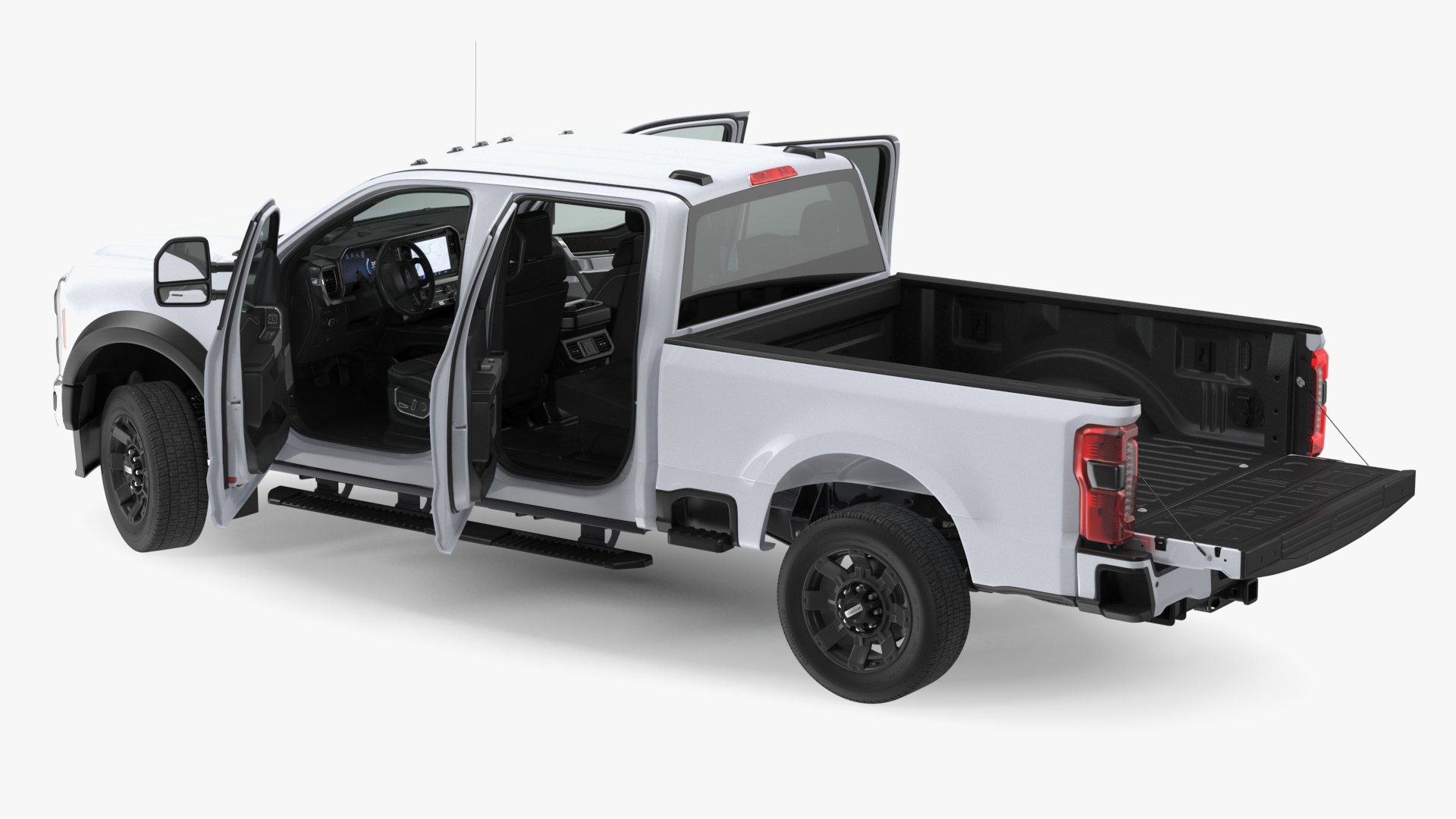 3D model White Pickup Ford Super Duty F550 Rigged