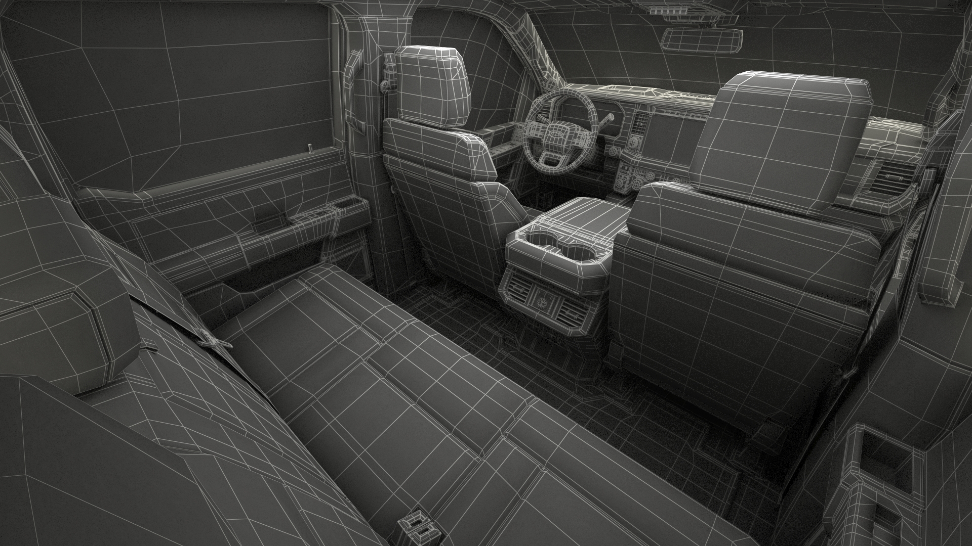 3D model White Pickup Ford Super Duty F550 Rigged