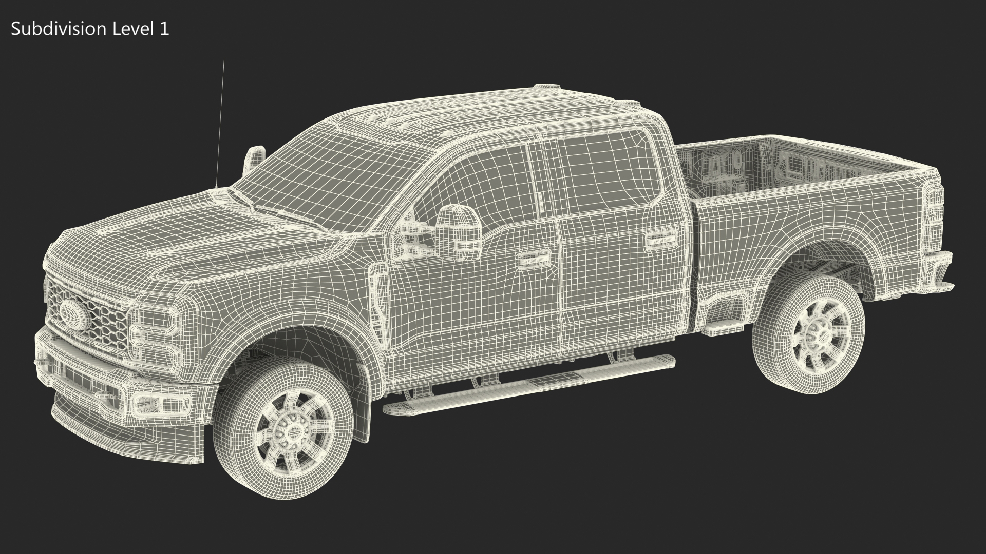 3D model White Pickup Ford Super Duty F550 Rigged