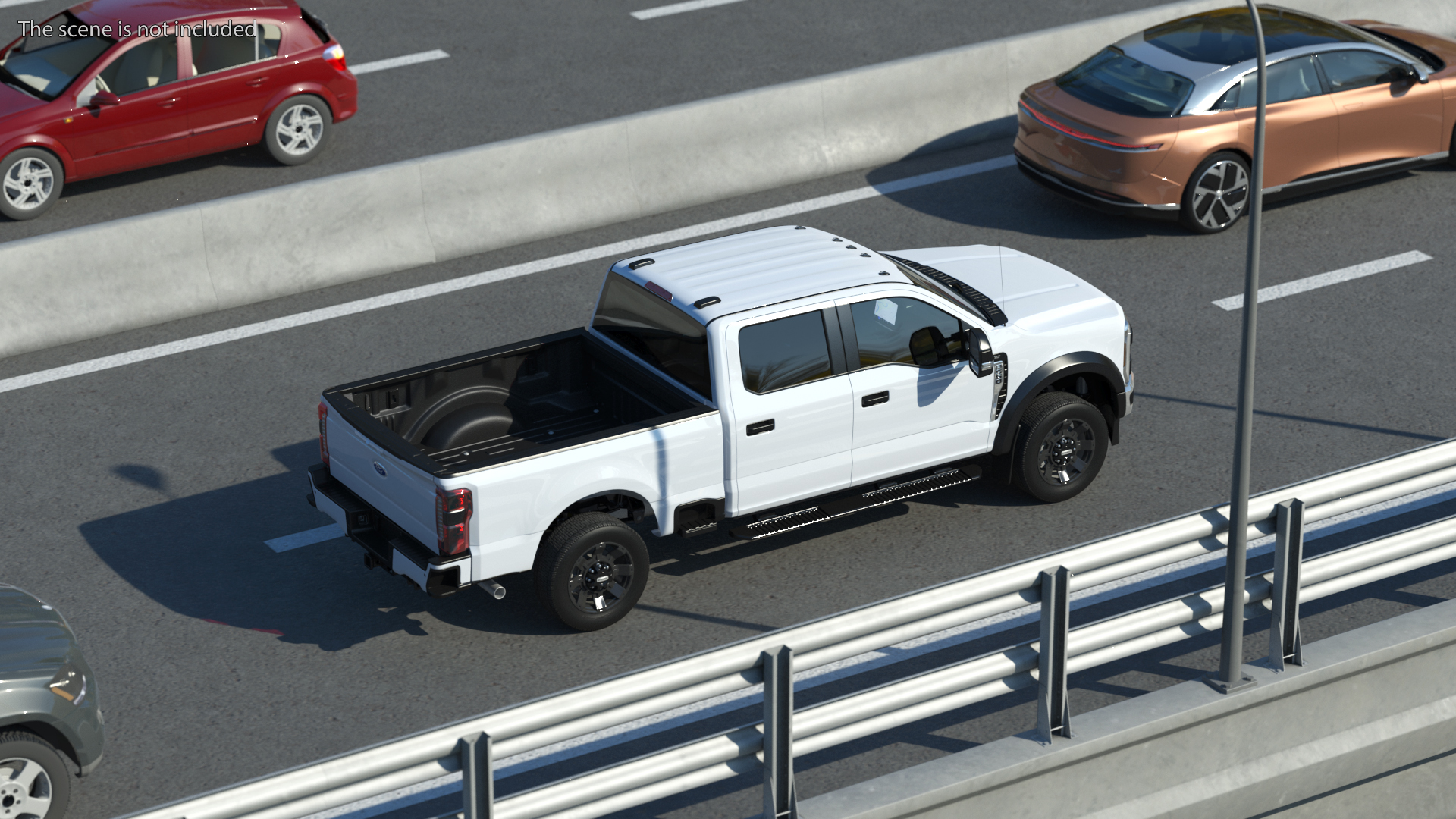 3D model White Pickup Ford Super Duty F550 Rigged