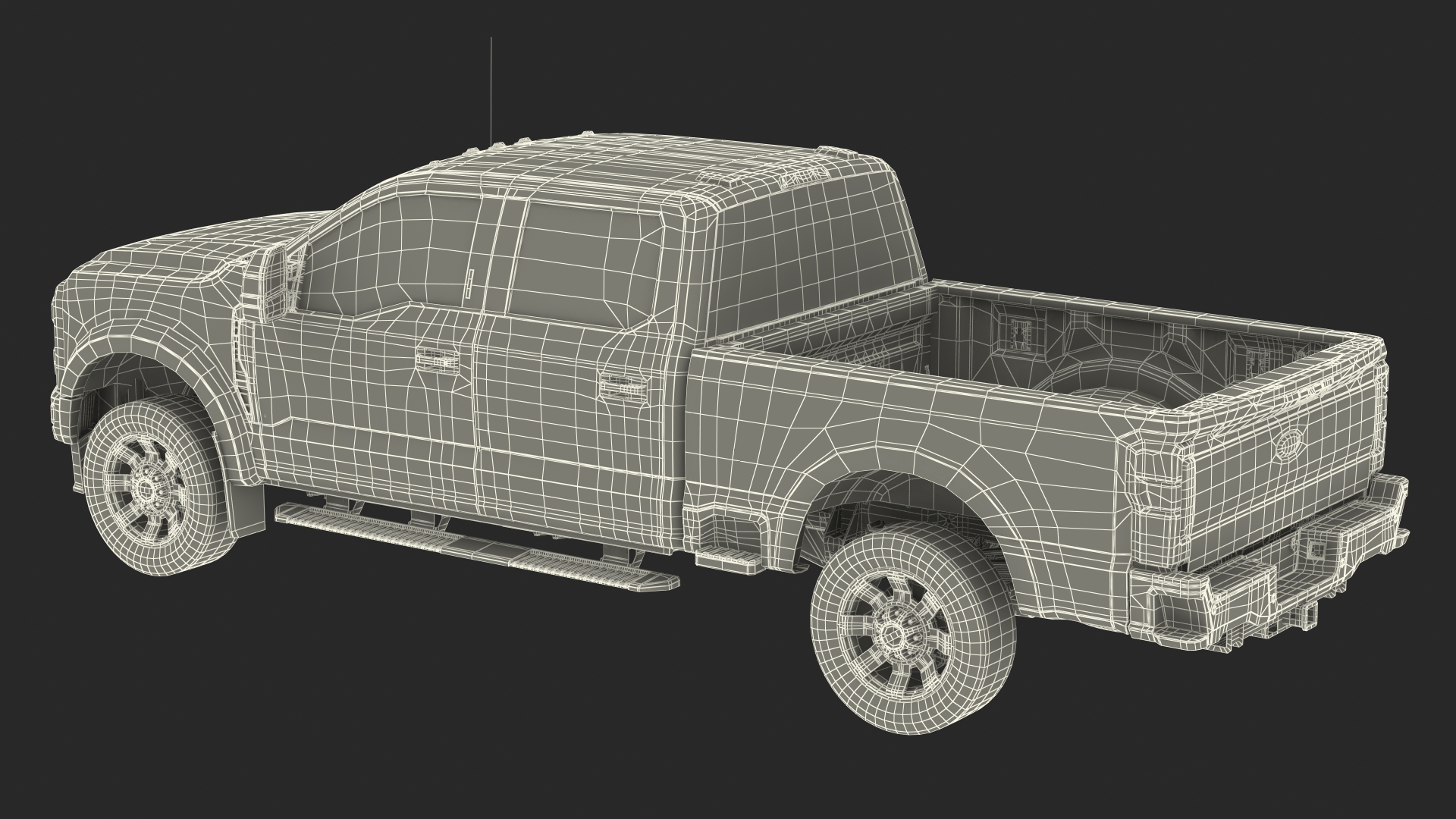 3D model White Pickup Ford Super Duty F550 Rigged